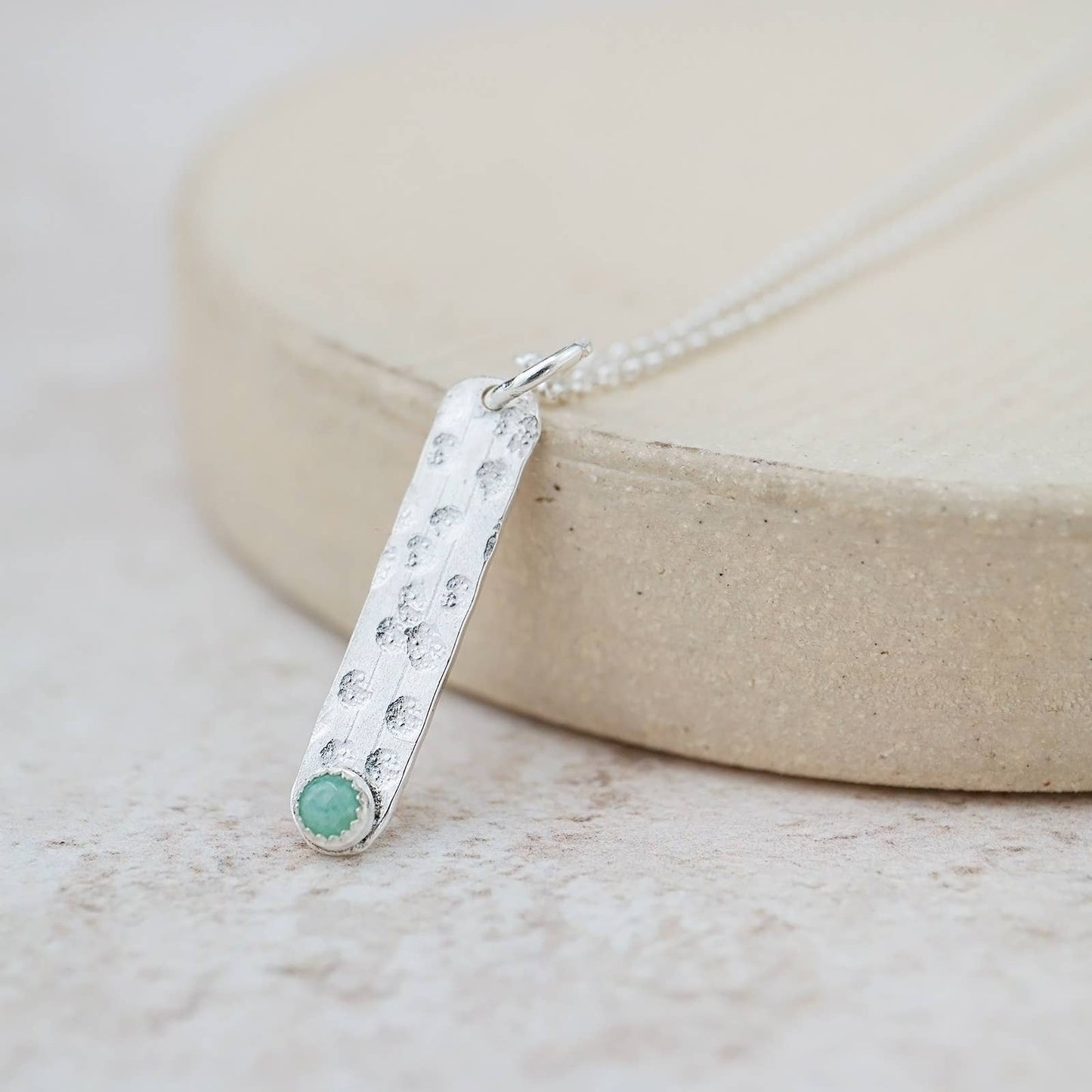 Lucy Kemp - Sterling Silver Small Drop Gemstone Pendant