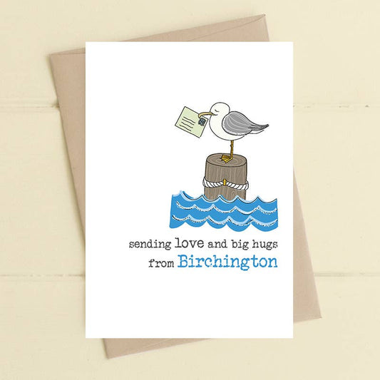 Personalised Seagull -Sending Love And Hugs - Greetings Card