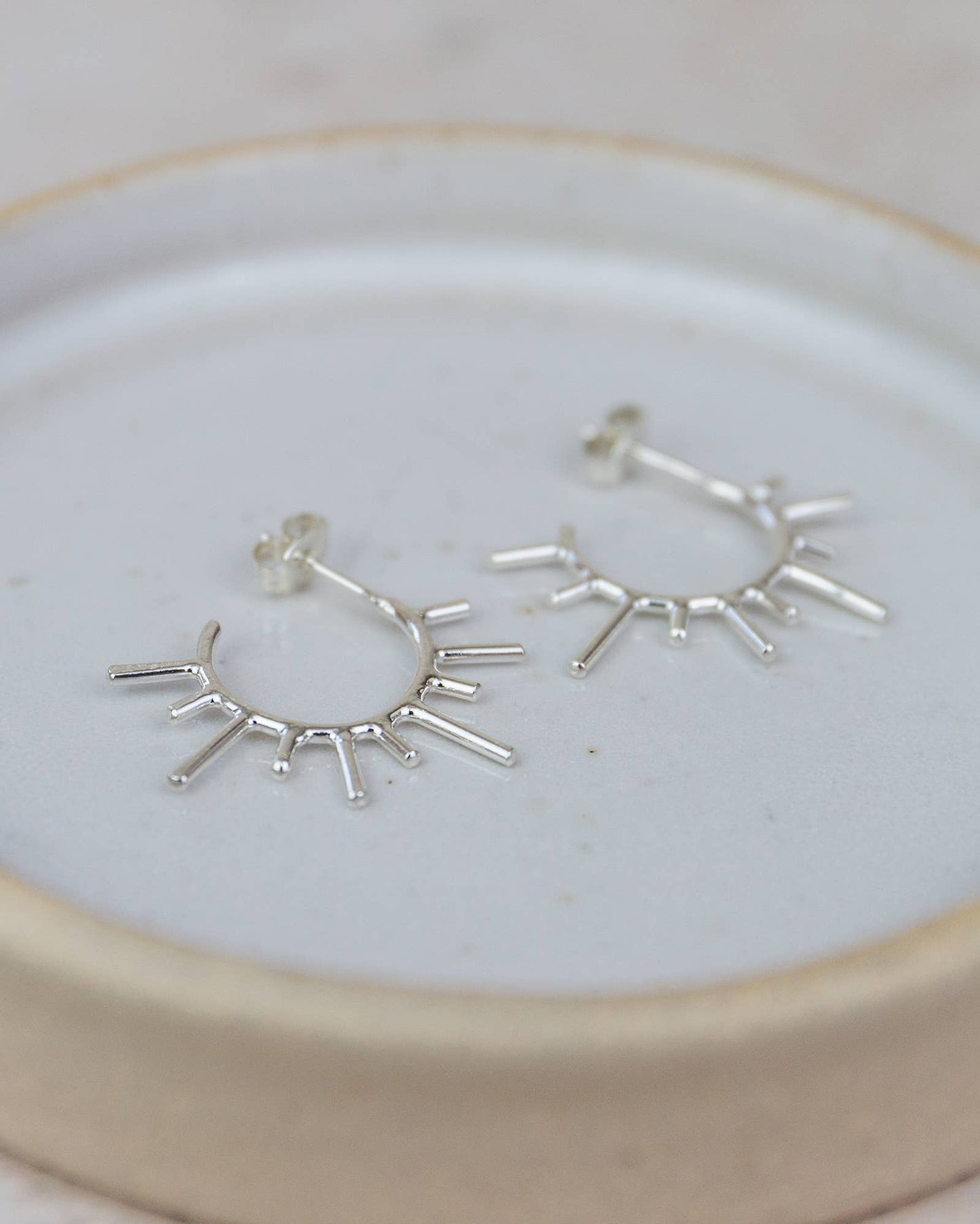 Lucy Kemp Jewellery - Sterling Silver Sun Hoops
