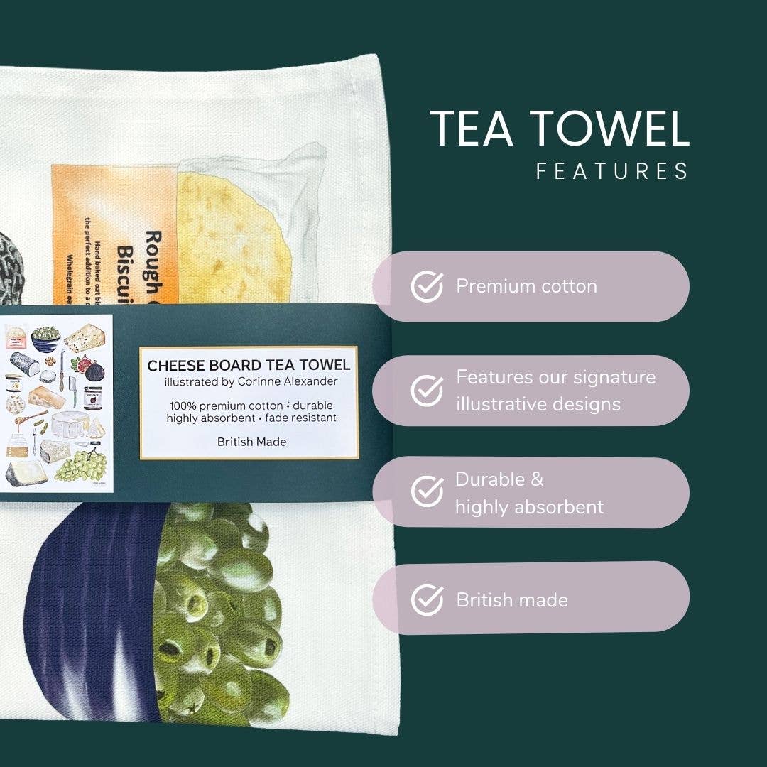 Cheese Board Tea Towel - British Made – Cheese Lovers Gift