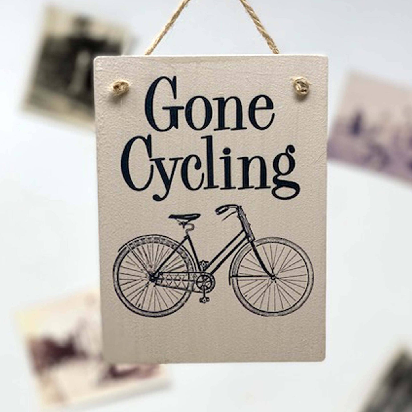 The Wooden Postcard Company - GONE CYCLING wooden mini sign