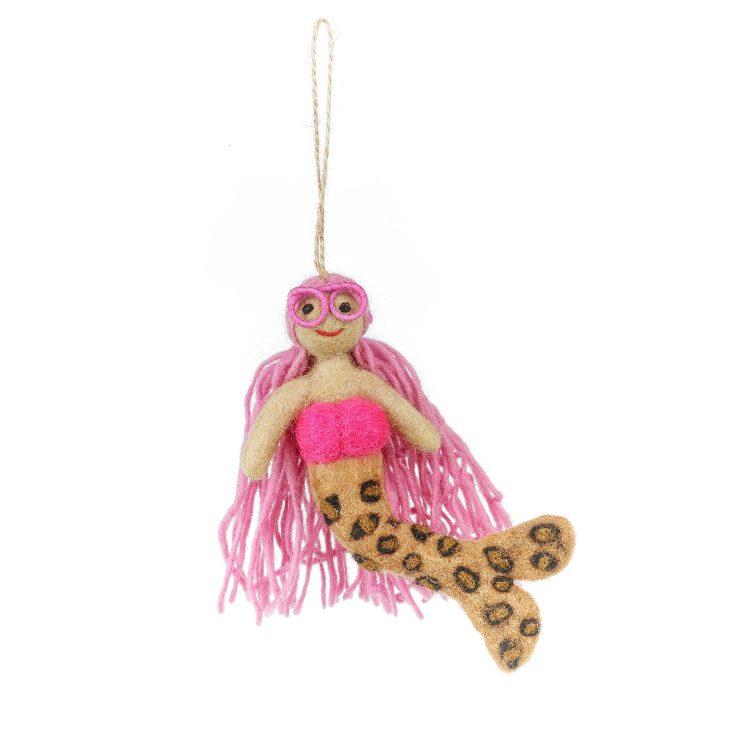 Handmade Felt Lexi Leopard Print Mermaid Hanging Decoration