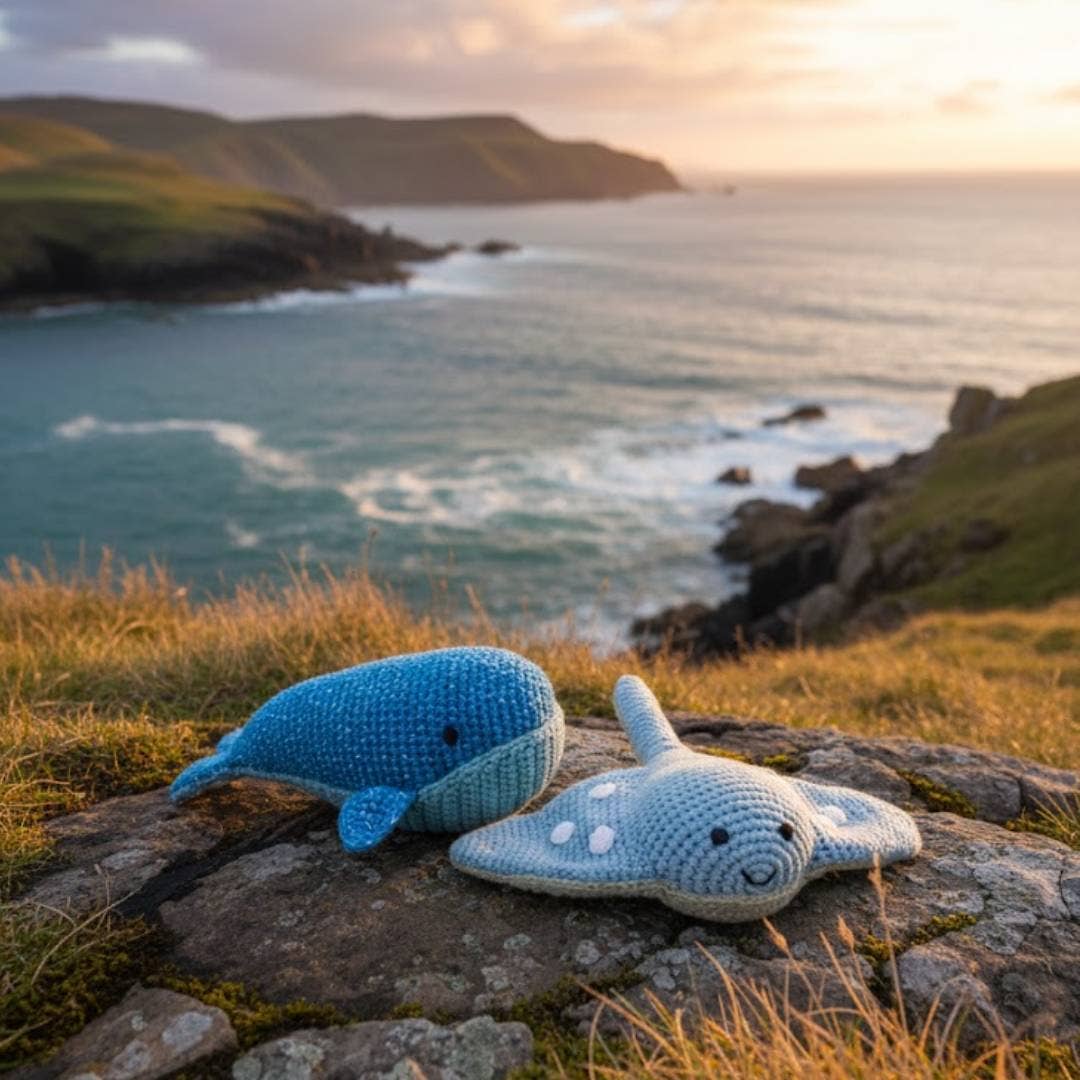 Whale Baby Rattle, Fair Trade Crochet Organic Cotton