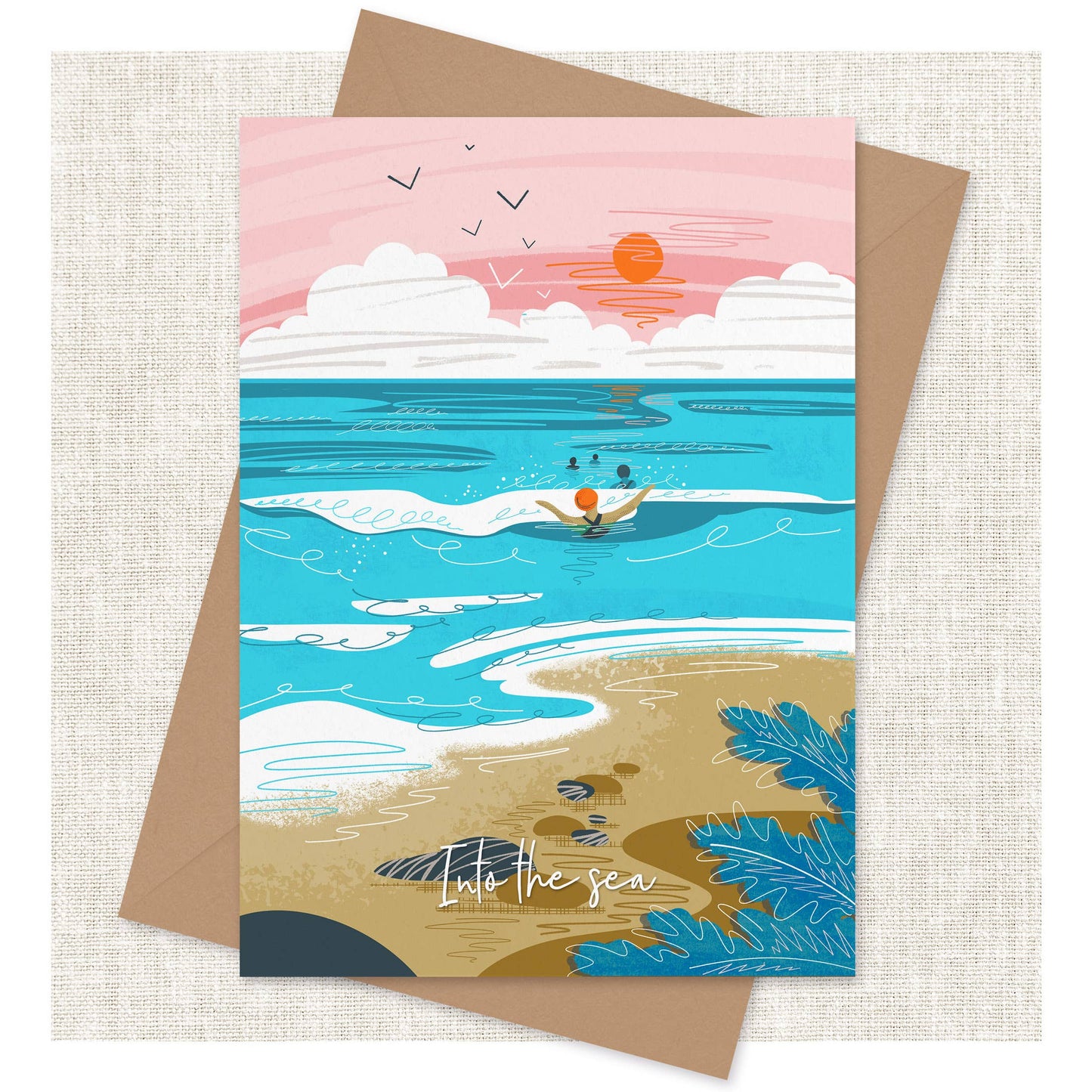 Onneke - Wild swimming card sea swimming card into the sea card