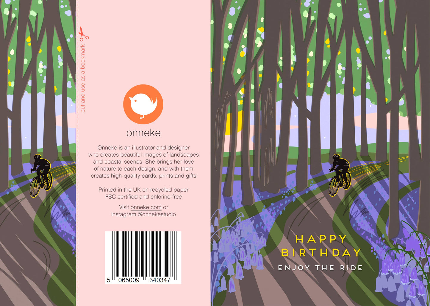 Onneke - Enjoy the ride Happy birthday greeting card - cycling card