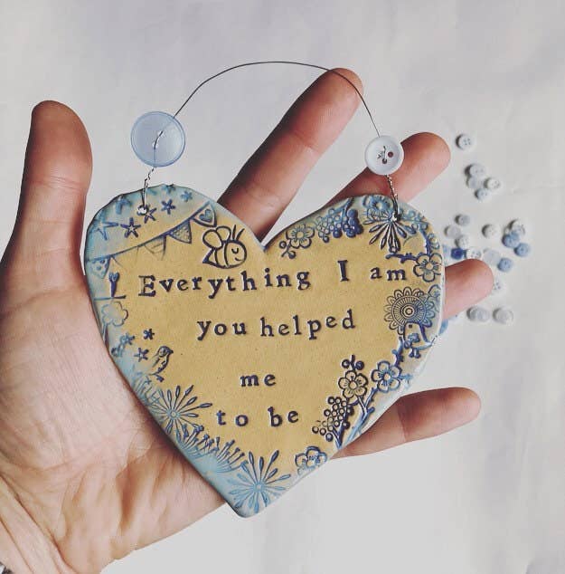 Handmade Ceramic Heart Imprinted Welsh Gift