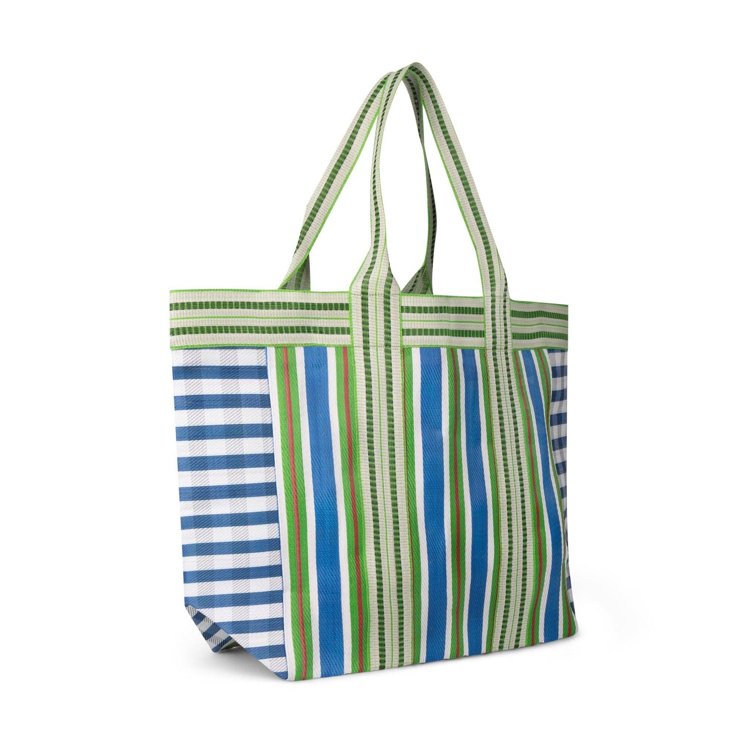 British Colour Standard - Eco Woven Shopper / Beach Bag in Medici Blue and Grass Green