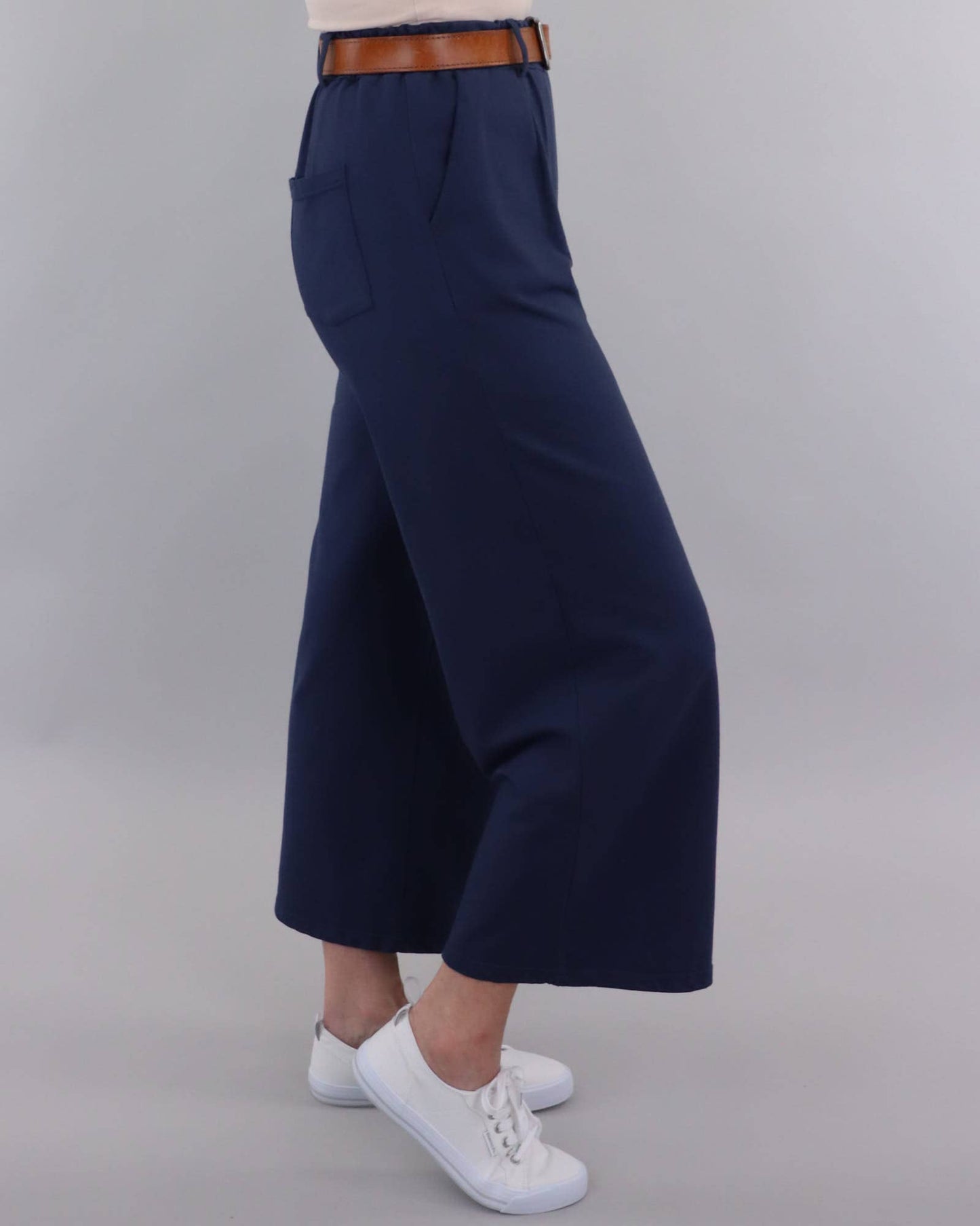 Cadenza Wide Leg Cotton Jersey Trousers: Pink Peppercorn / Small