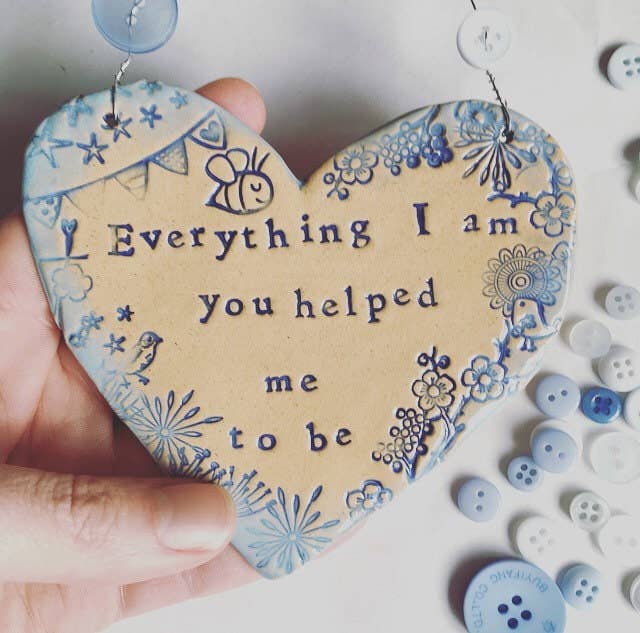 Handmade Ceramic Heart Imprinted Welsh Gift