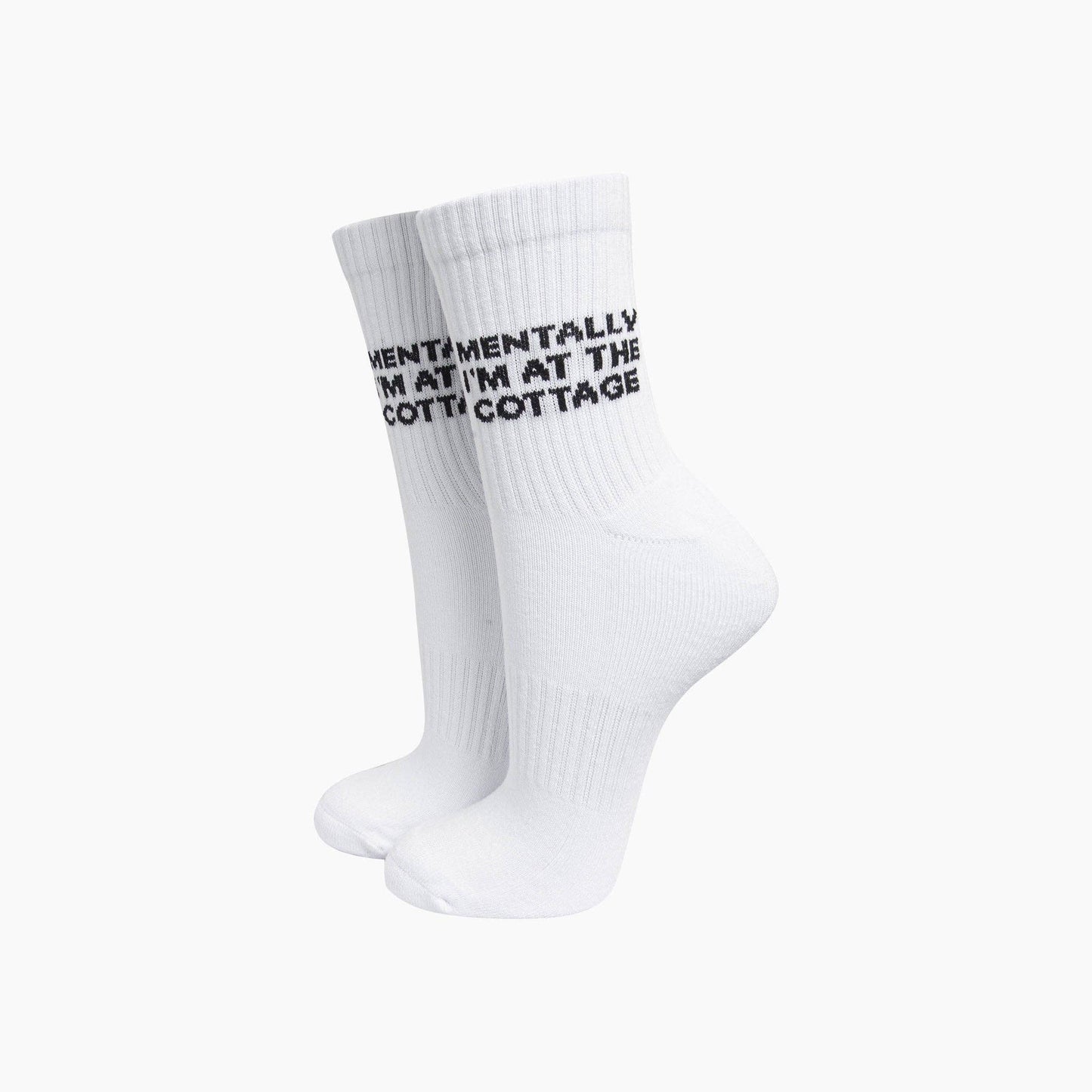 Mentally I'm At The Cottage Organic Cotton Sports Socks in White