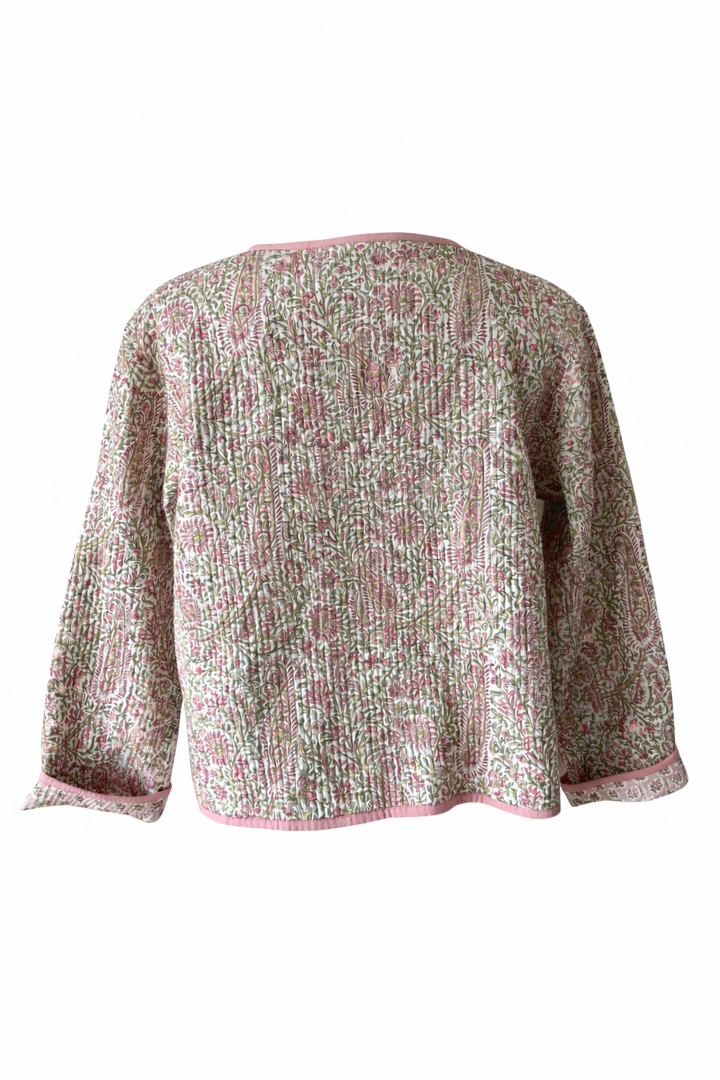 Floral  wood block printed reversible jacket with wooden buttons. 100 % cotton. Hand printed by amazingly talented artisans in Jaipur