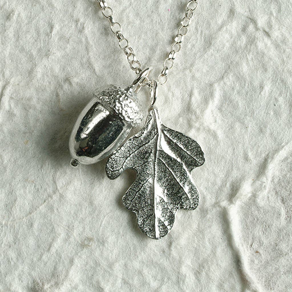 Acorn & Oak Leaf Necklace, English Pewter Jewellery