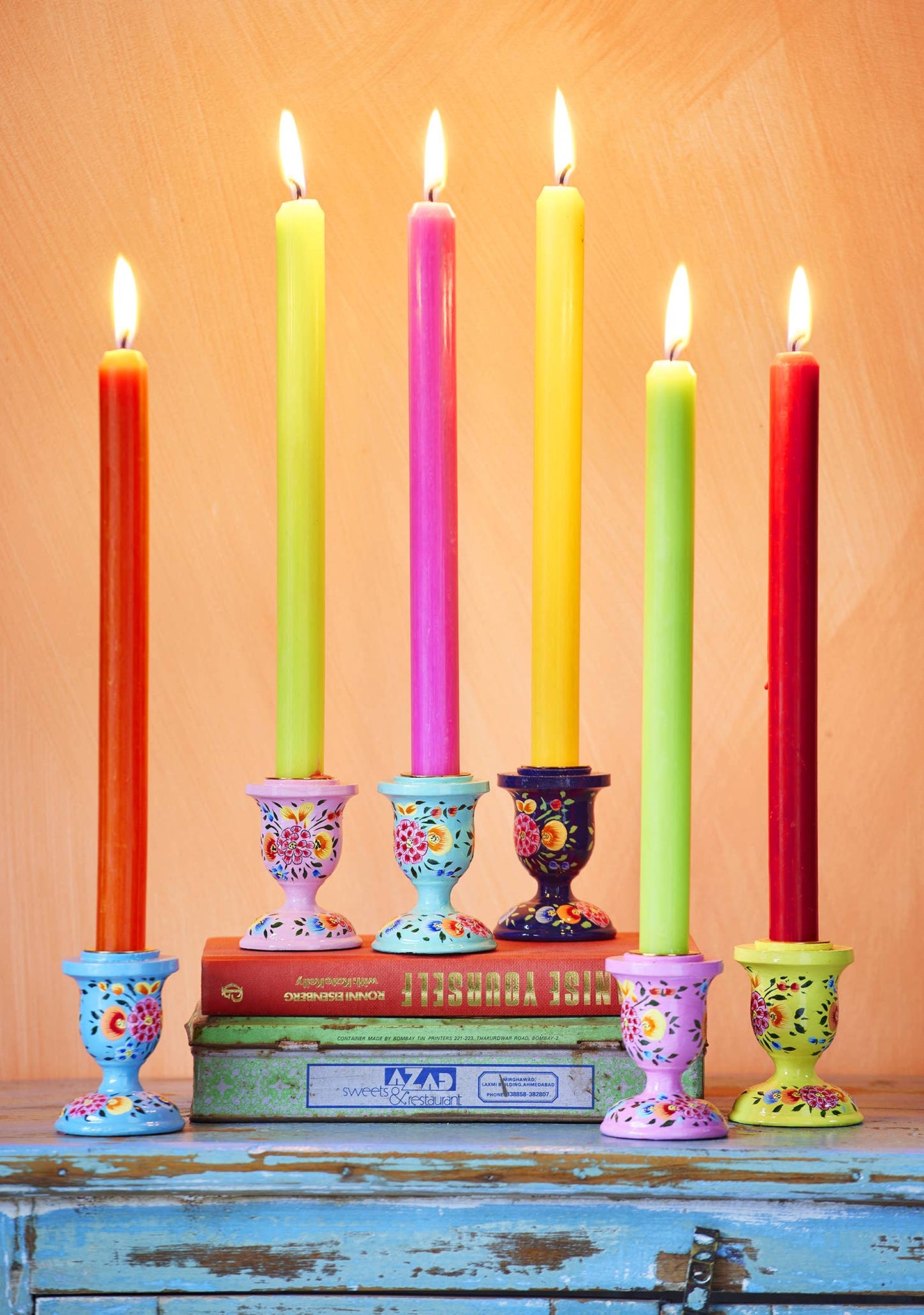 Namaste - Hand Painted Kashmiri Candlestick