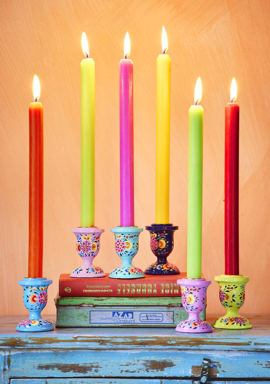 Namaste - Hand Painted Kashmiri Candlestick