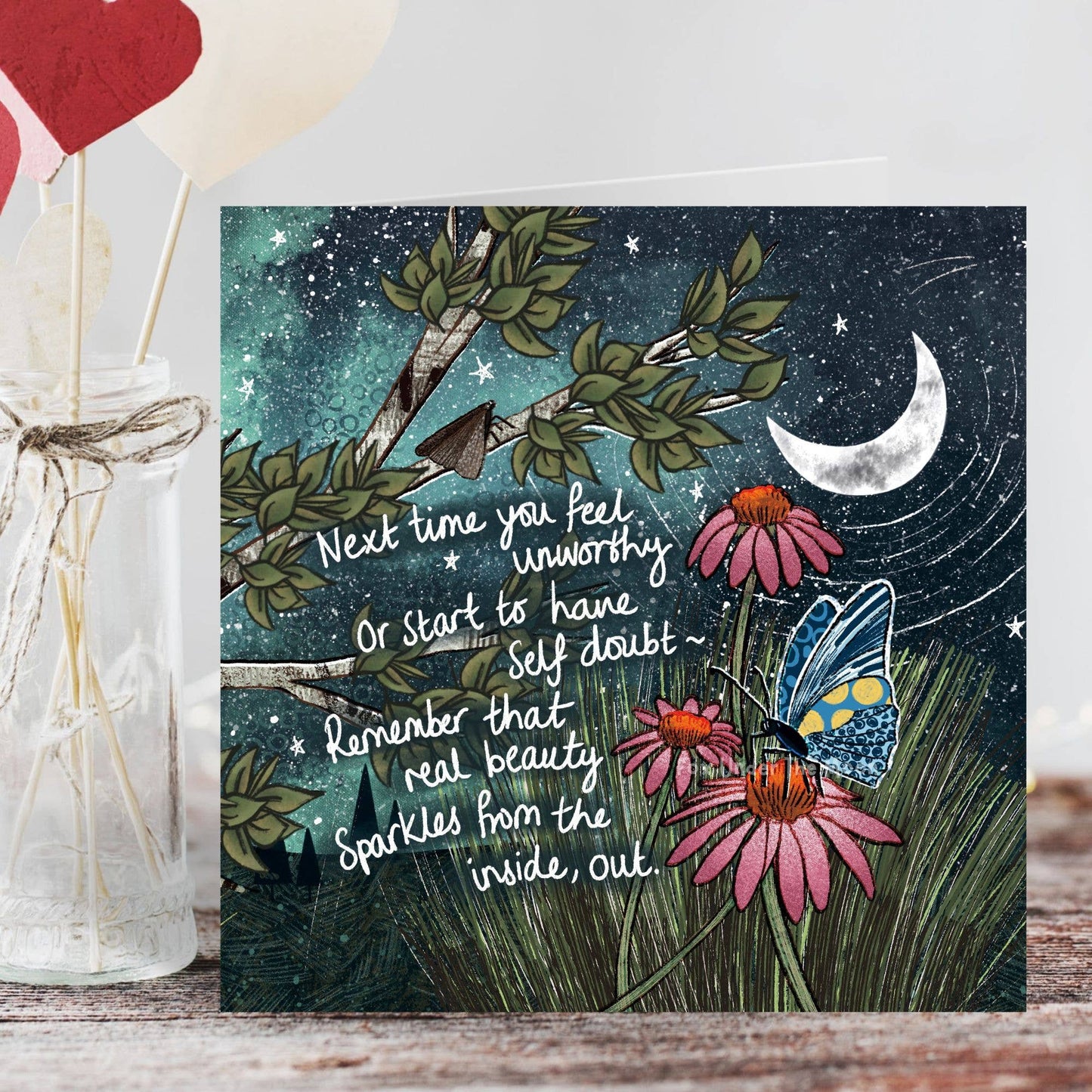 'Real Beauty' - Foiled Greeting Card by Fox Under The Moon