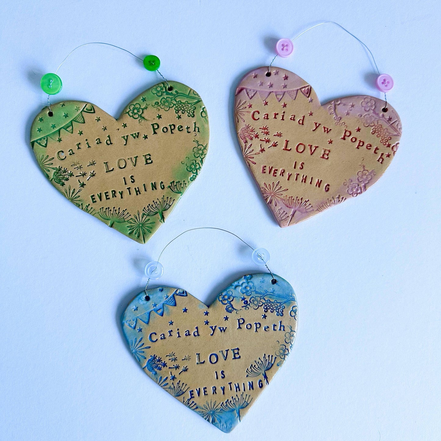Welsh Ceramic Heart: Love is Everything, Handmade in Wales