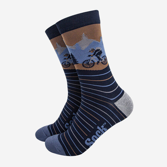 Men's Bamboo Socks - Navy Blue/Denim Blue, Mountain Bike Scene