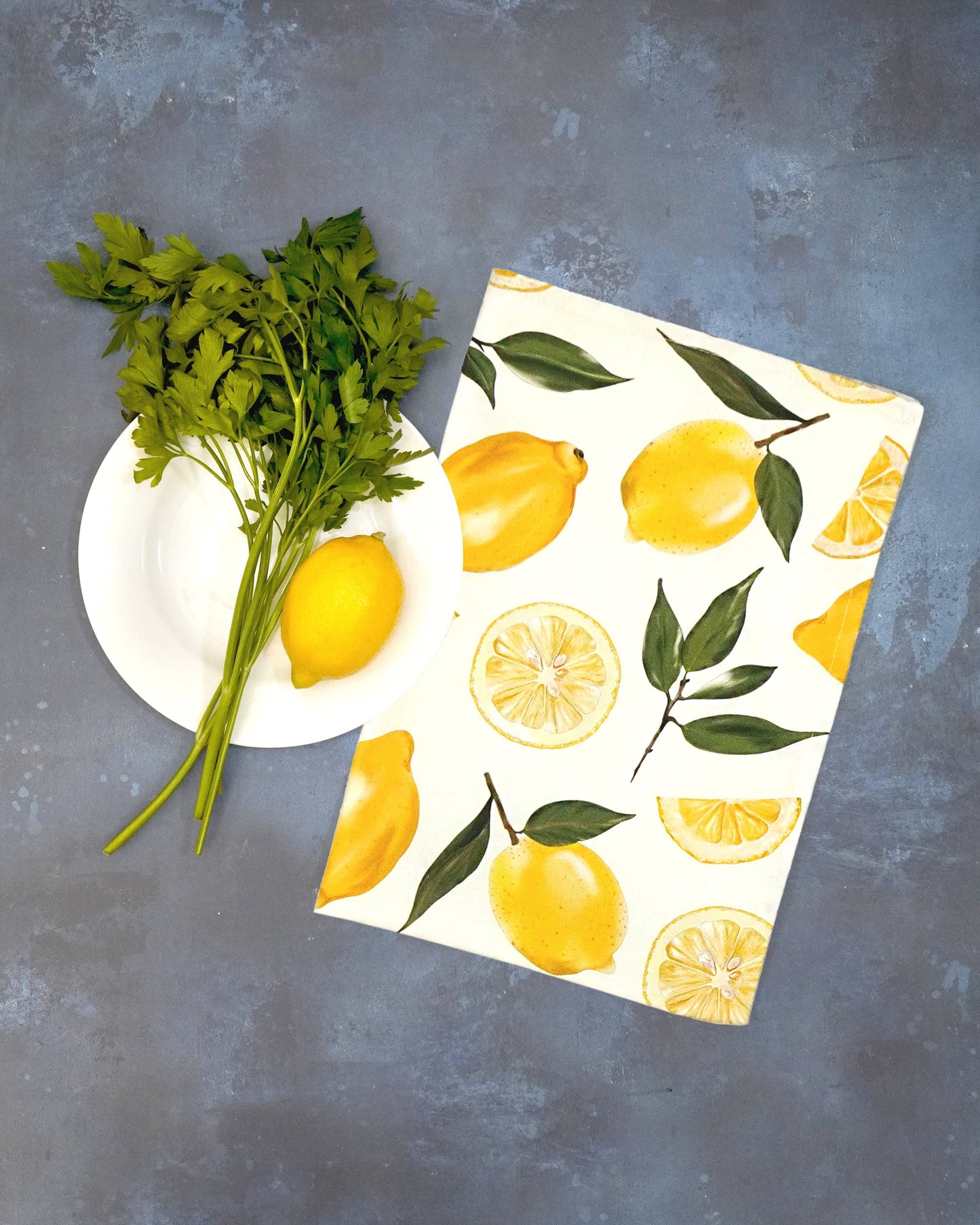 Lemon Tea Towel - British - Cotton – Yellow Kitchen Towel