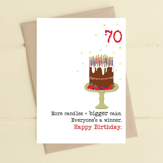 Dandelion Stationery - More candles = bigger cake - 70 - Greetings Card