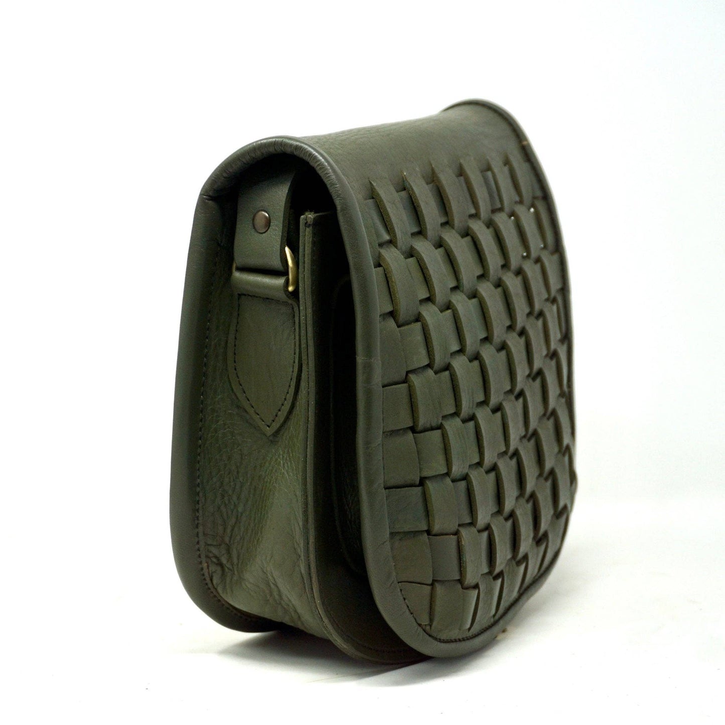 Leather Sam Woven Saddle Bag - green