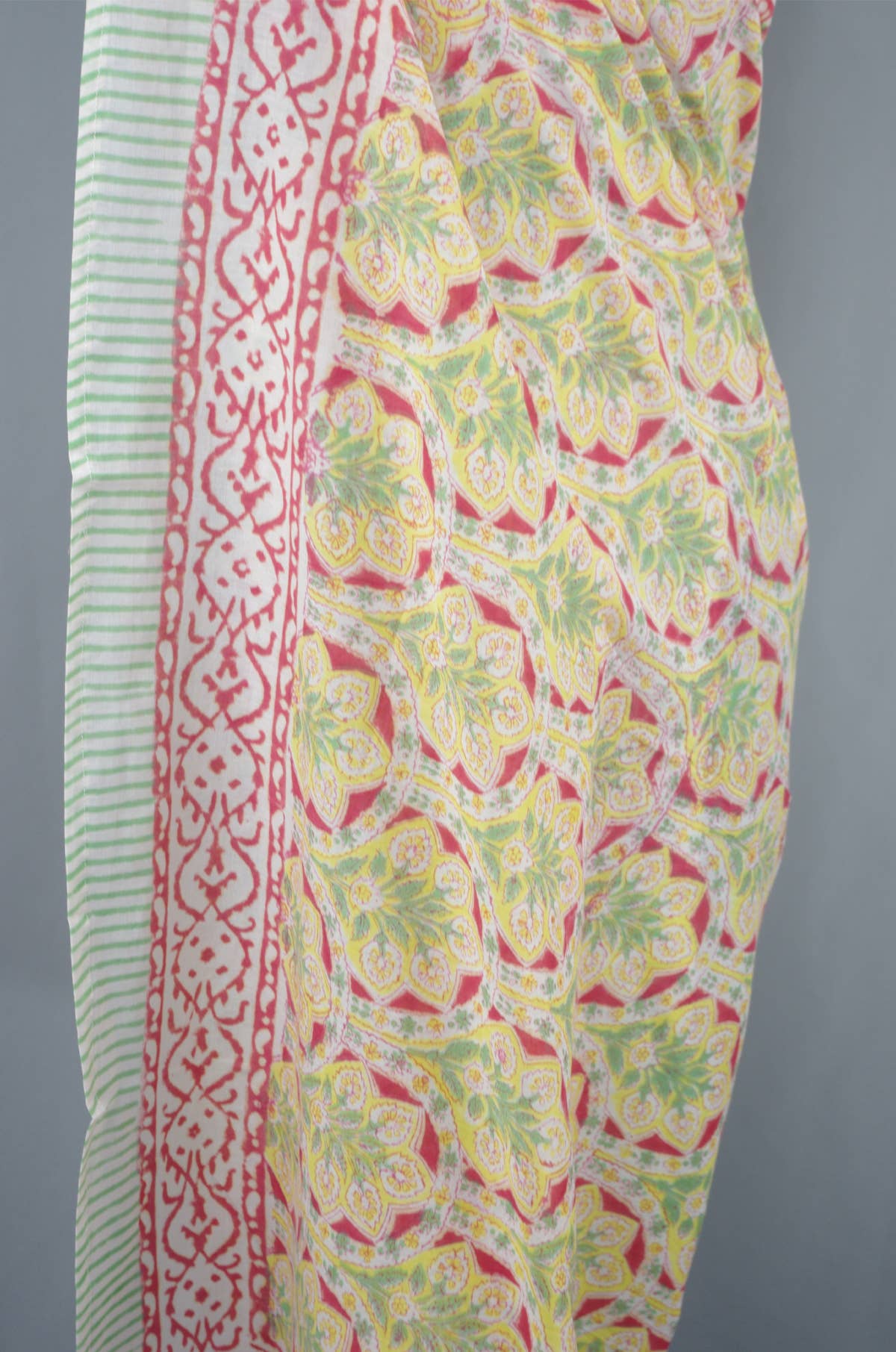 Kantha Decor - Beach  Coverup Sarong Pareo - Yellow Bouquet