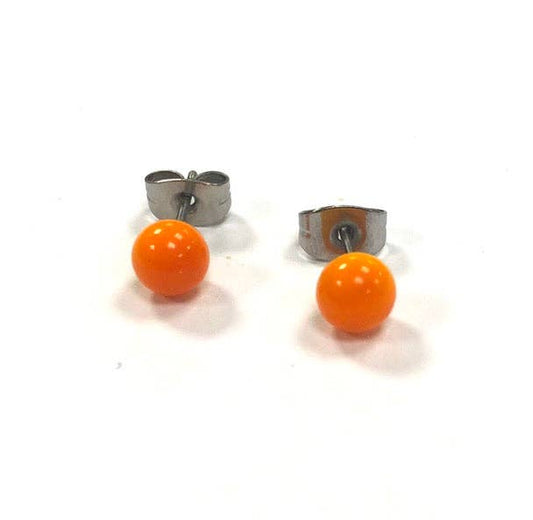 Helen Chalmers - Orange Handmade Glass Stud Earrings