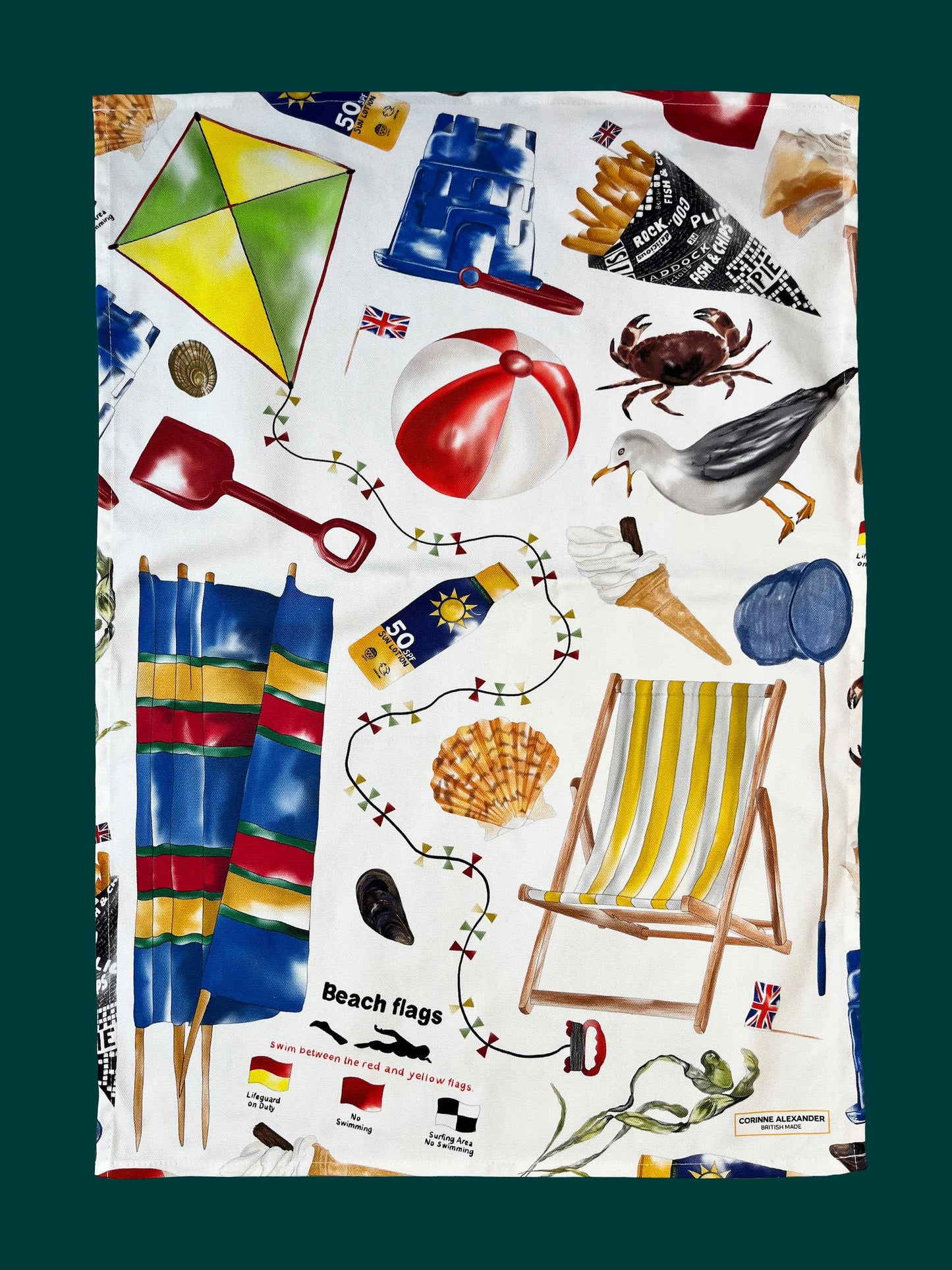 British Seaside Tea Towel – British Made – Cotton