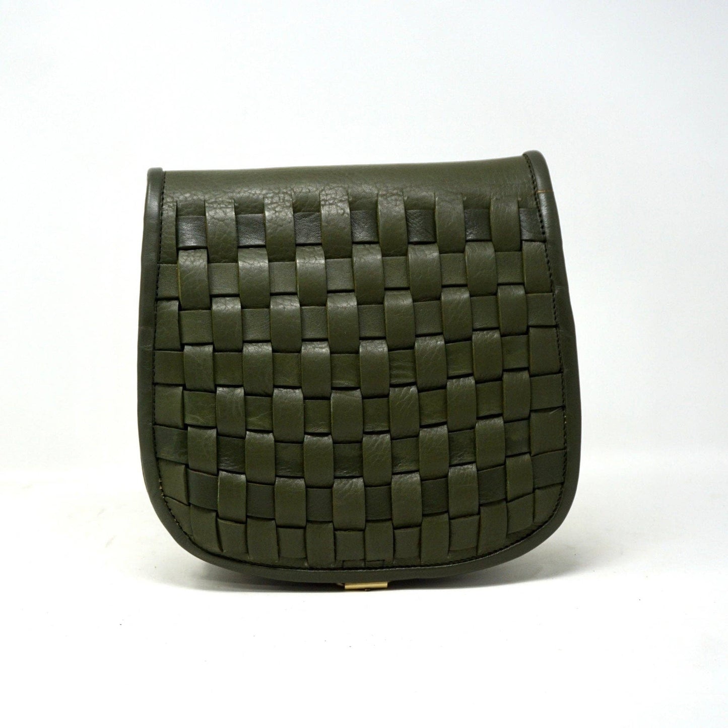 Leather Sam Woven Saddle Bag - green