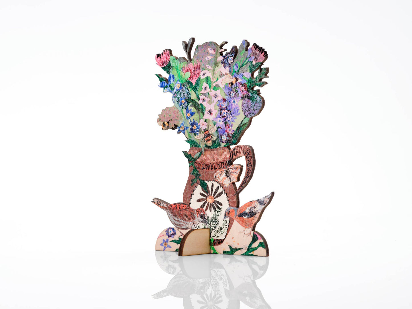 Clare O’Neill Artworks - Summer Blooms laser cut birch plywood keepsake and stand.