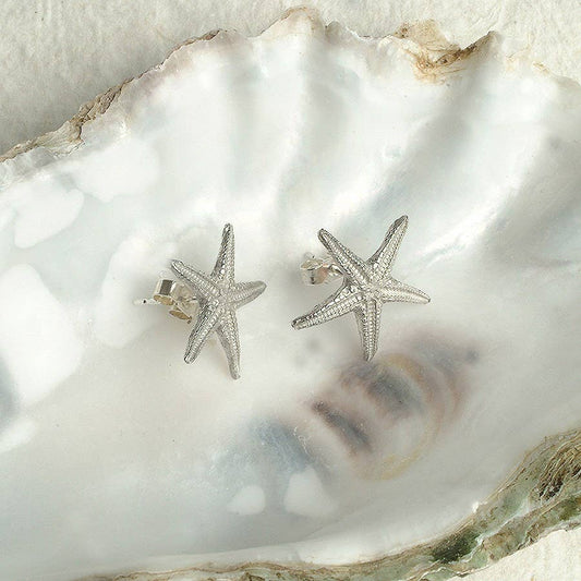 Glover & Smith - Starfish Stud Earrings, English Pewter Seaside Jewellery