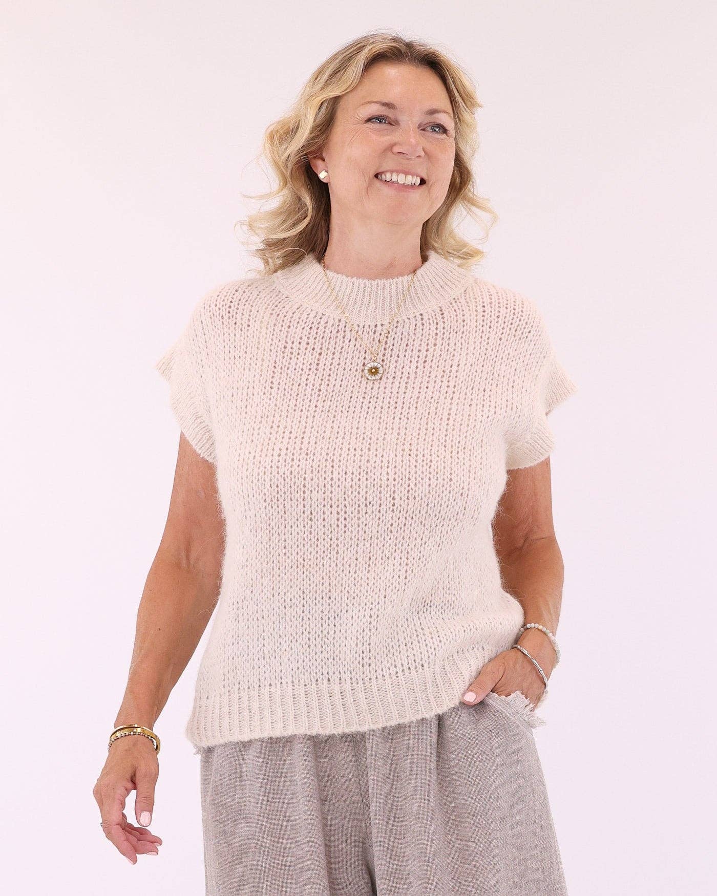 Alpaca Blend Cap Sleeve Tank Top
