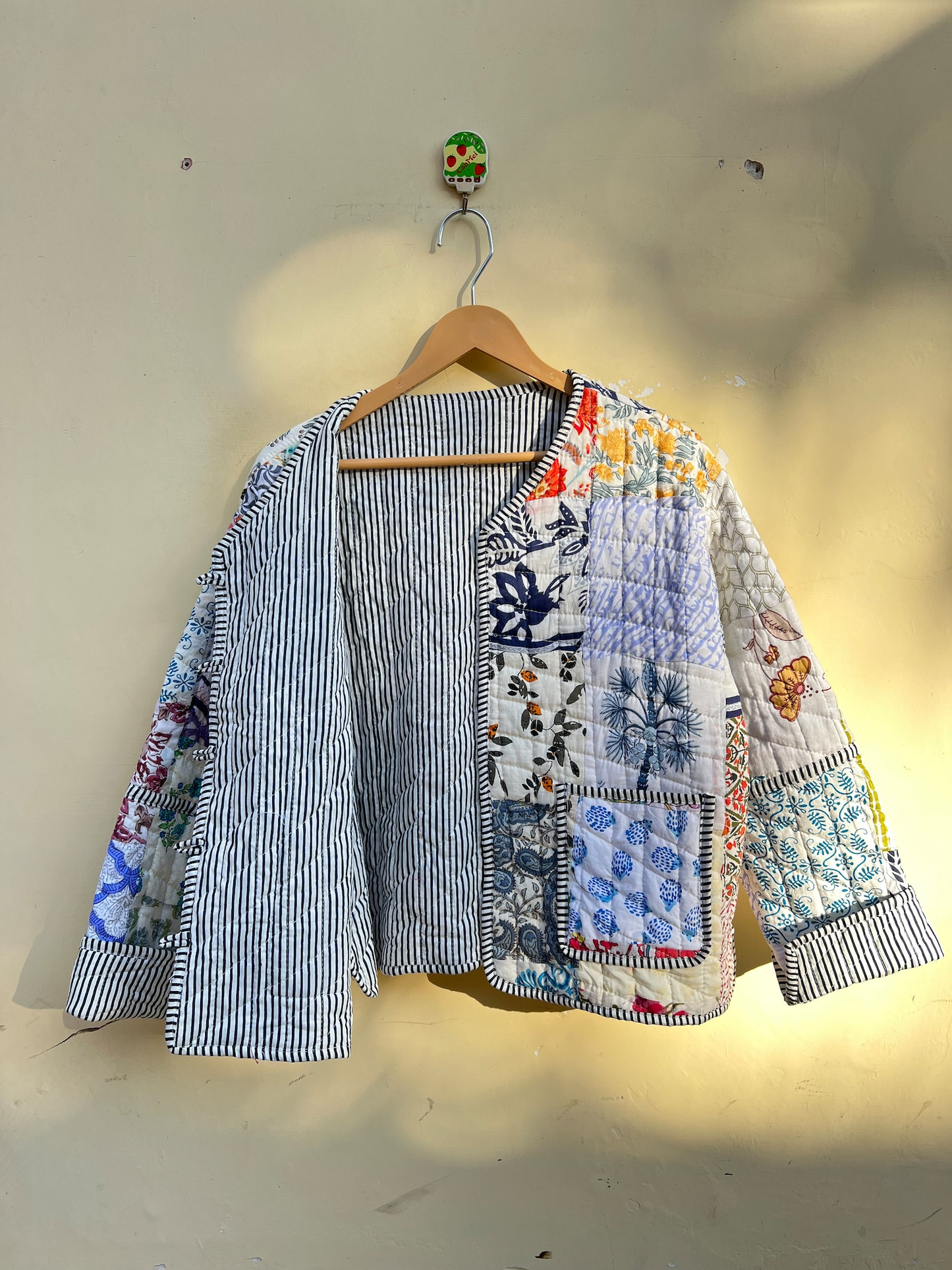 Reversible Quilted Cotton Patchwork Jacket - cream