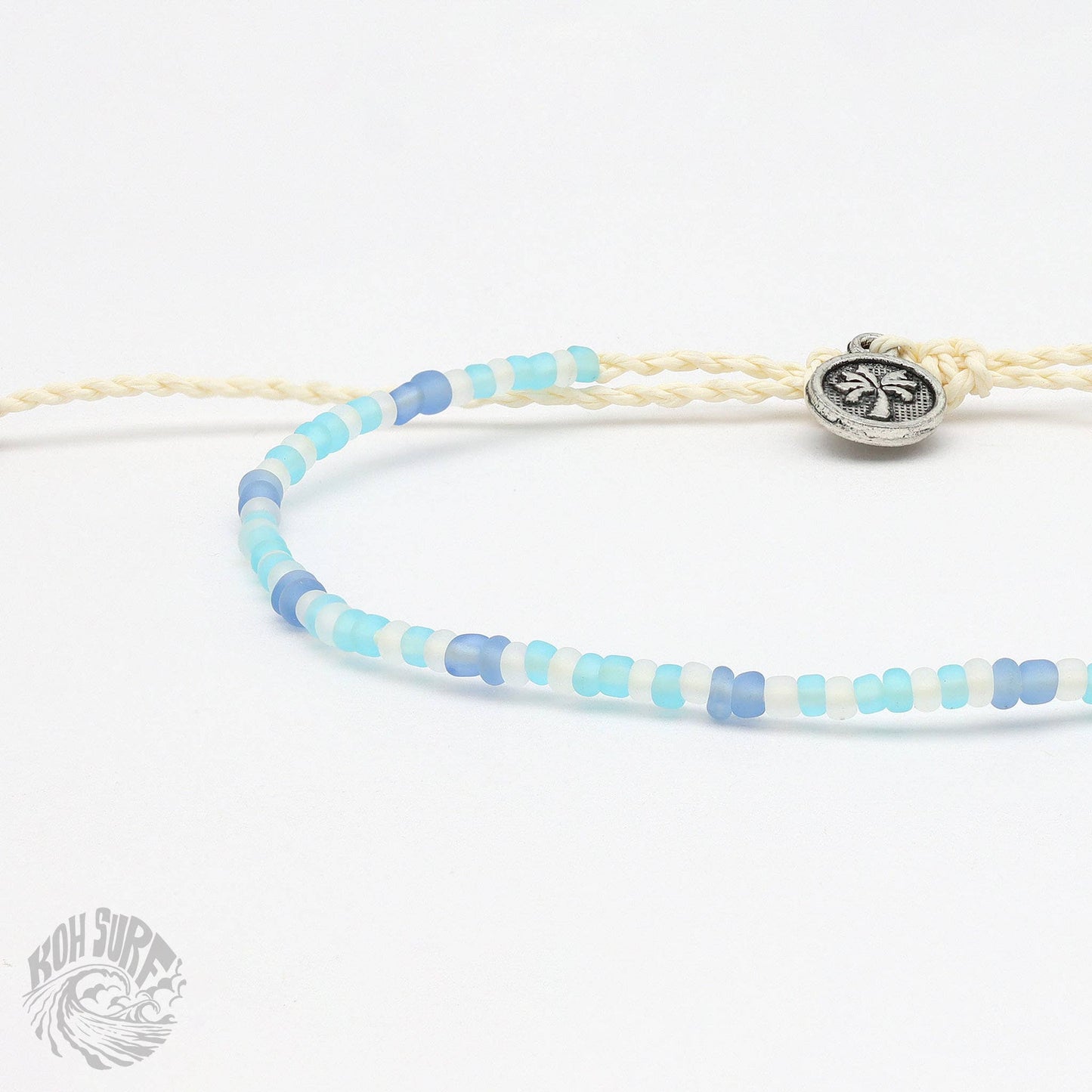 Pineapple Island -  Alila Dainty Beaded Bracelet, Surf Jewelry by Koh Surf: Cream & Blue