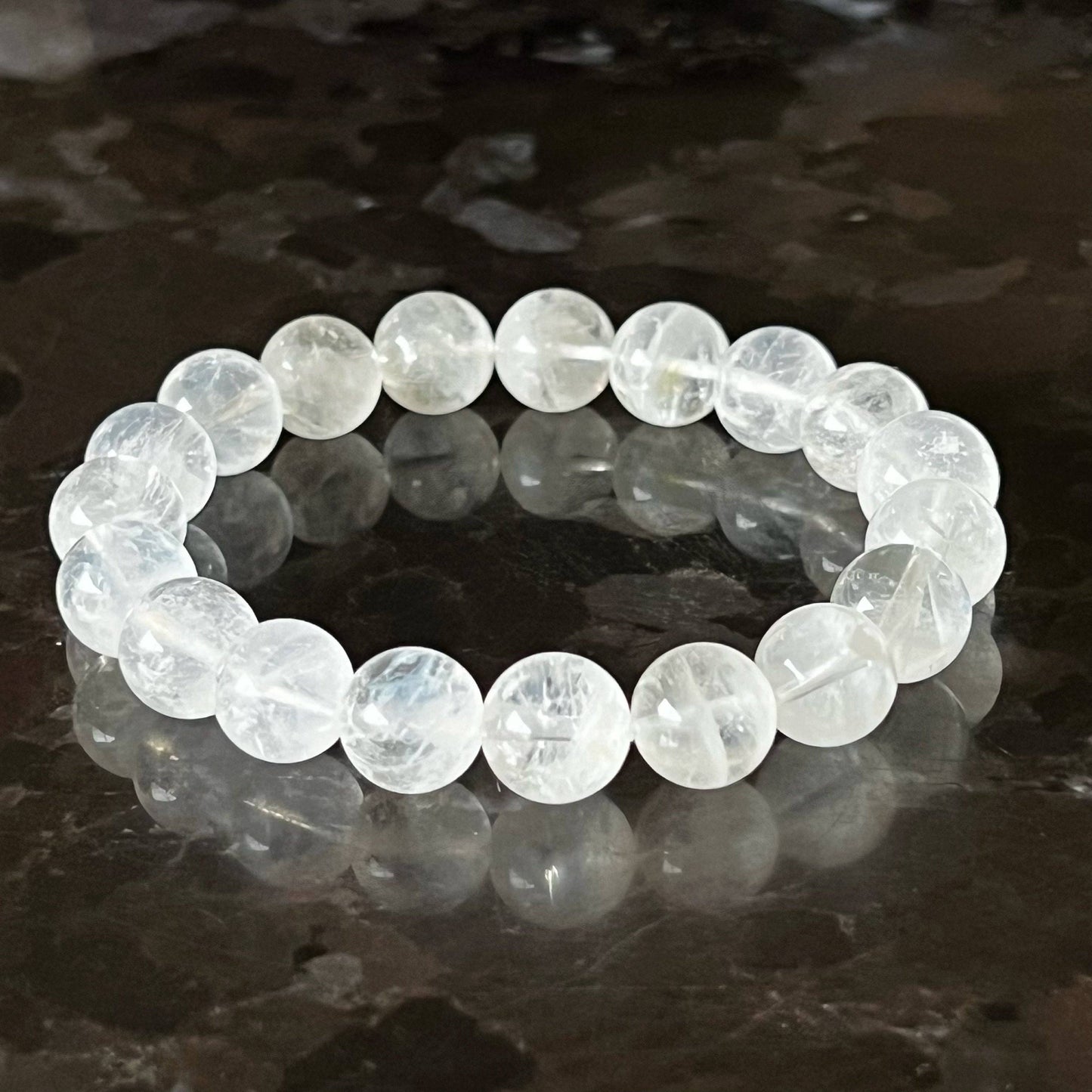 Ninaouity - Crown Chakra Natural White Phantom Quartz Crystal Bracelet