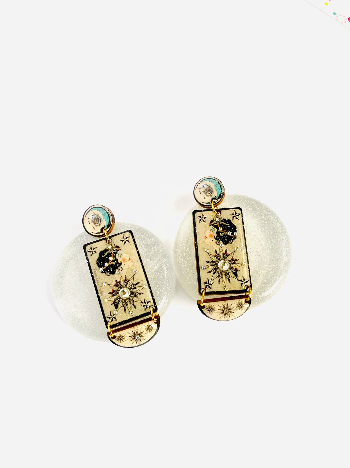 Retro inspired star and moon earrings celestial jewellery