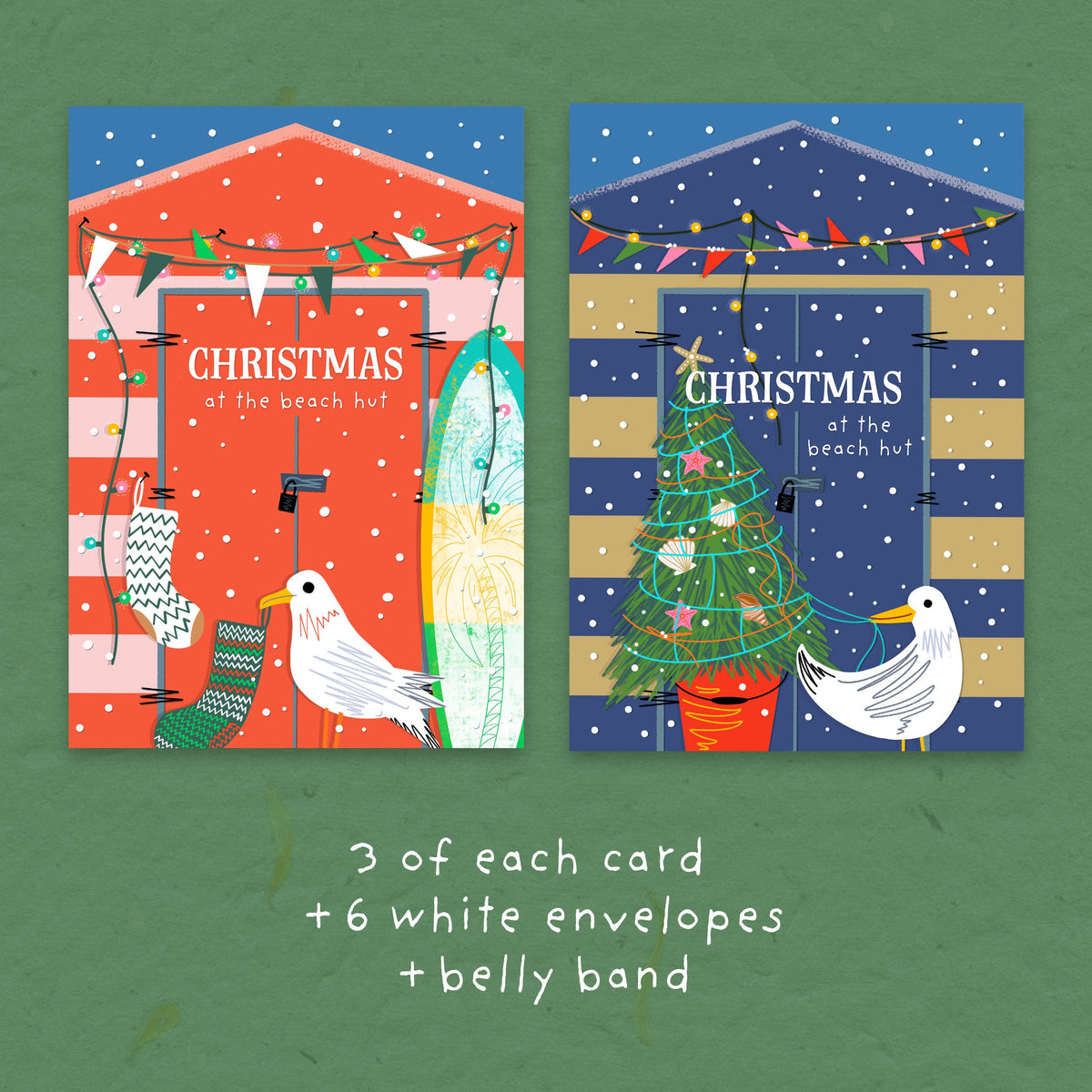 Christmas at the Beach Hut | Pack of 6 Christmas Cards