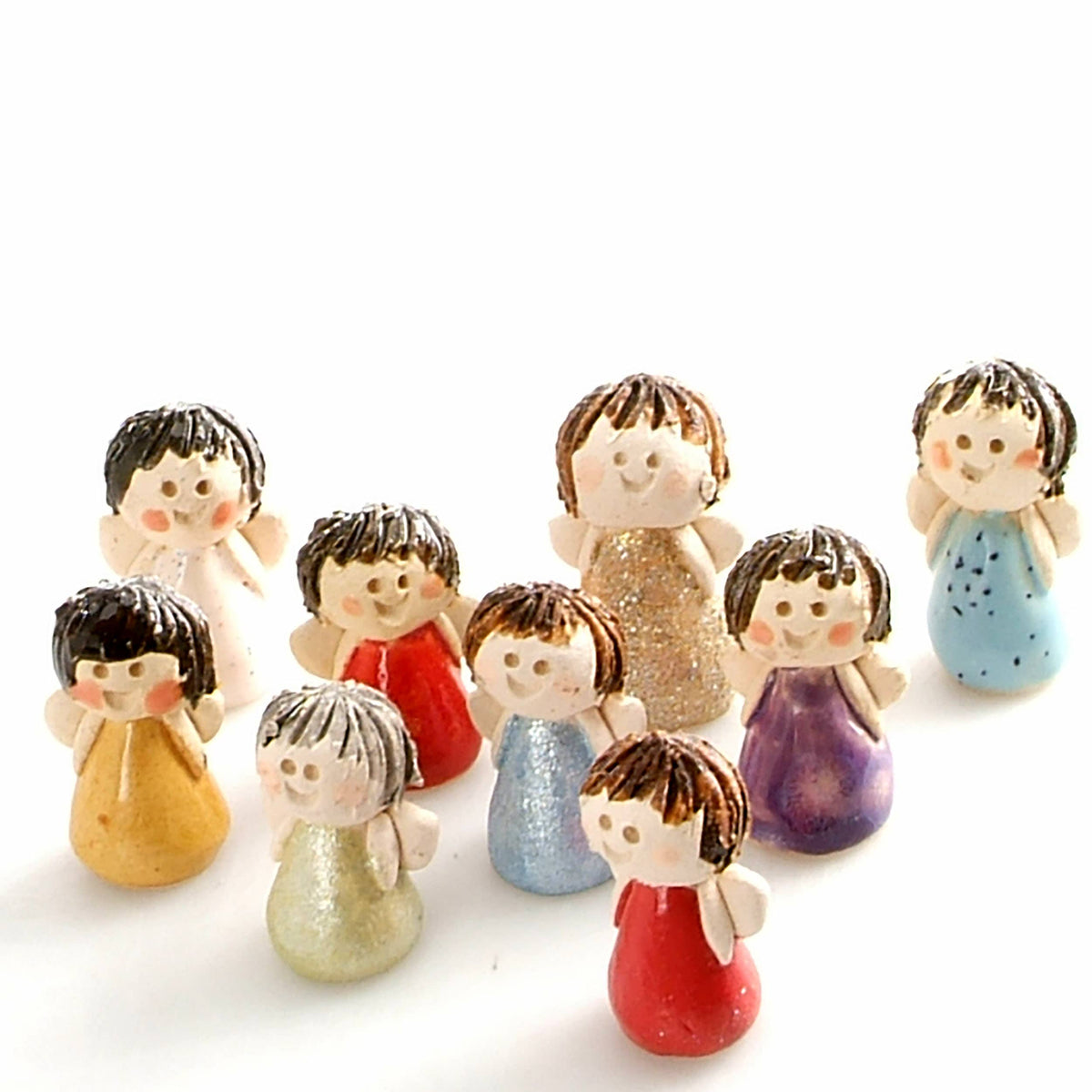 Good Luck Mini Angel Figurines Ceramic Tiny Guardian Angels