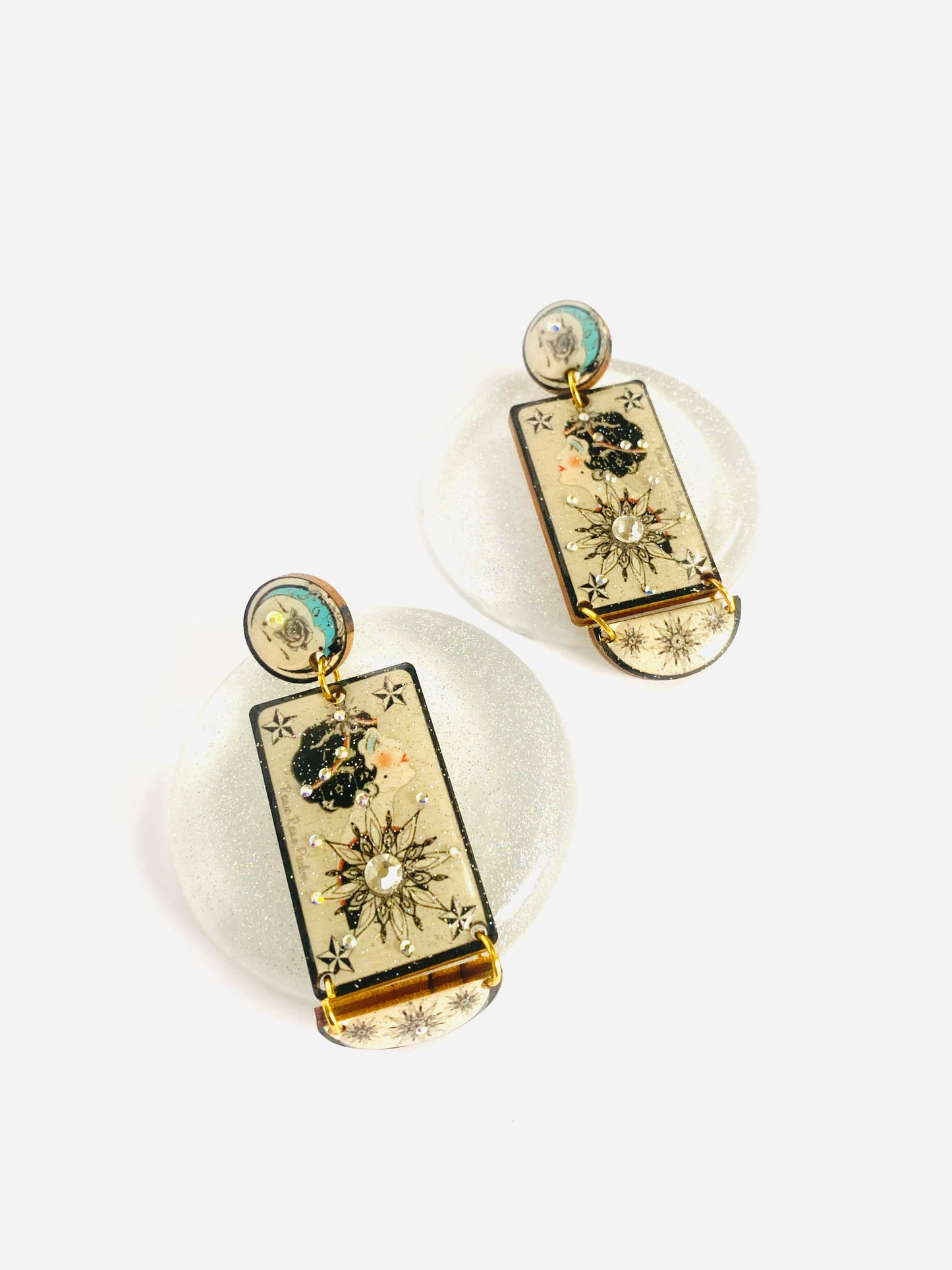 Retro inspired star and moon earrings celestial jewellery