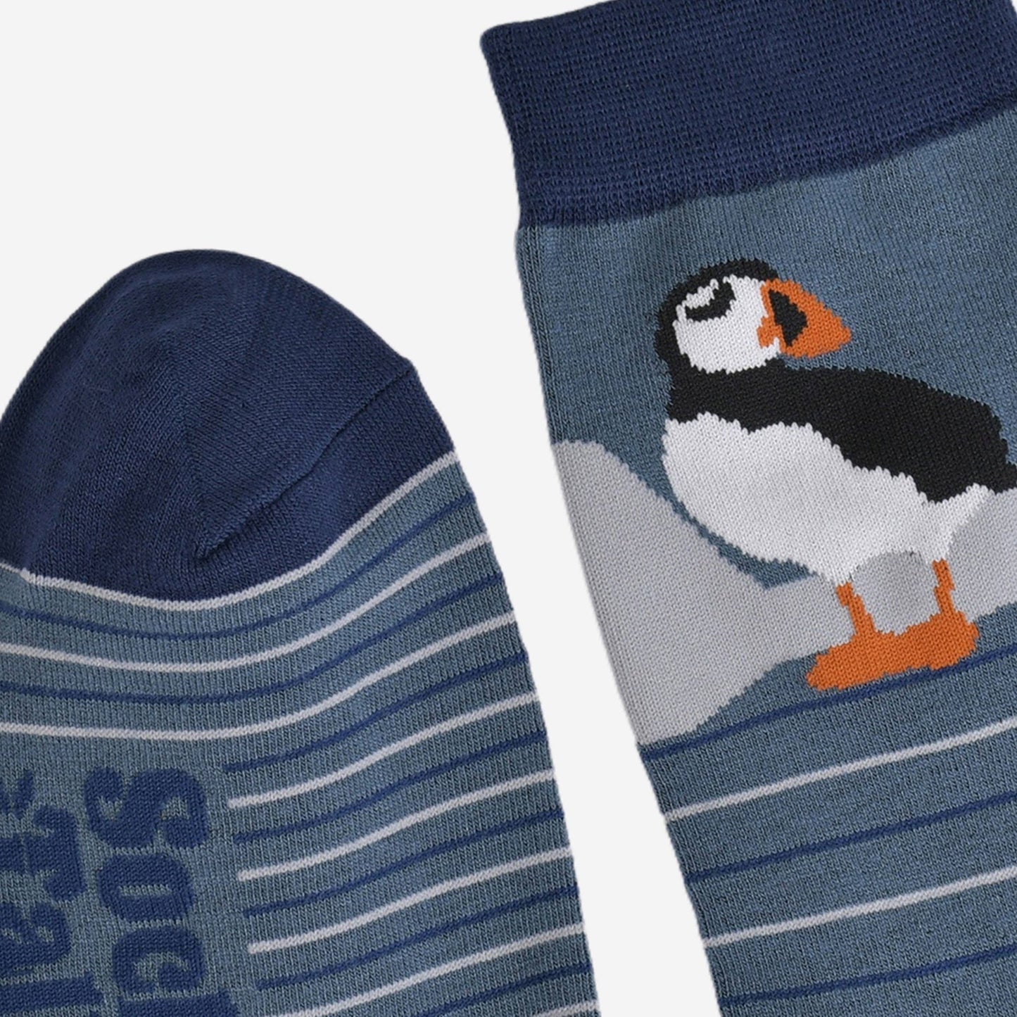 Men's Bamboo Socks - Teal, Puffin Stripe