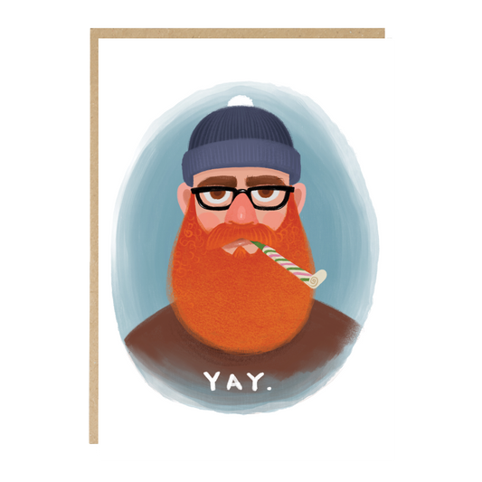 Yay - Bearded Man - Sarcastic Birthday, Congratulations Card
