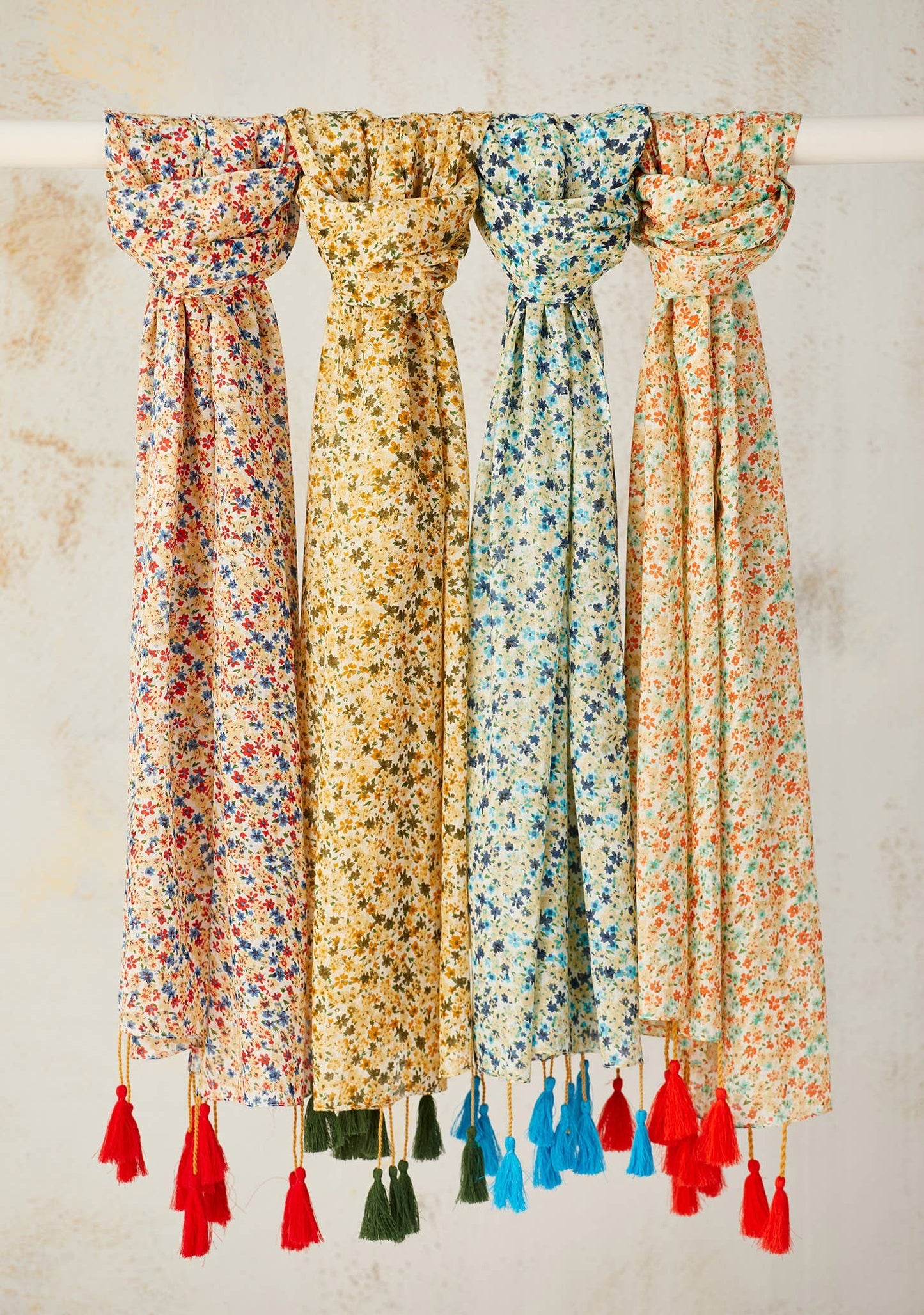 Namaste - Myra Floral Scarf With Long Tassels