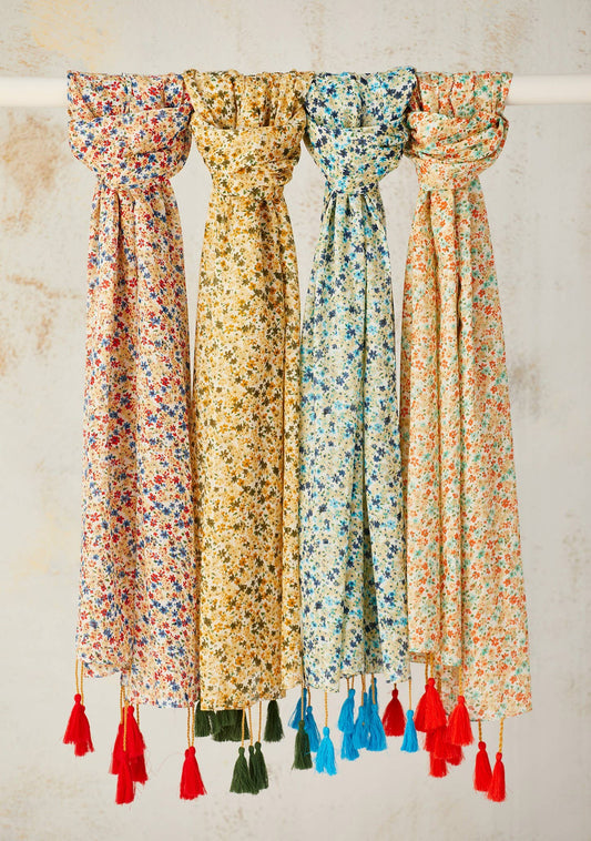 Namaste - Myra Floral Scarf With Long Tassels
