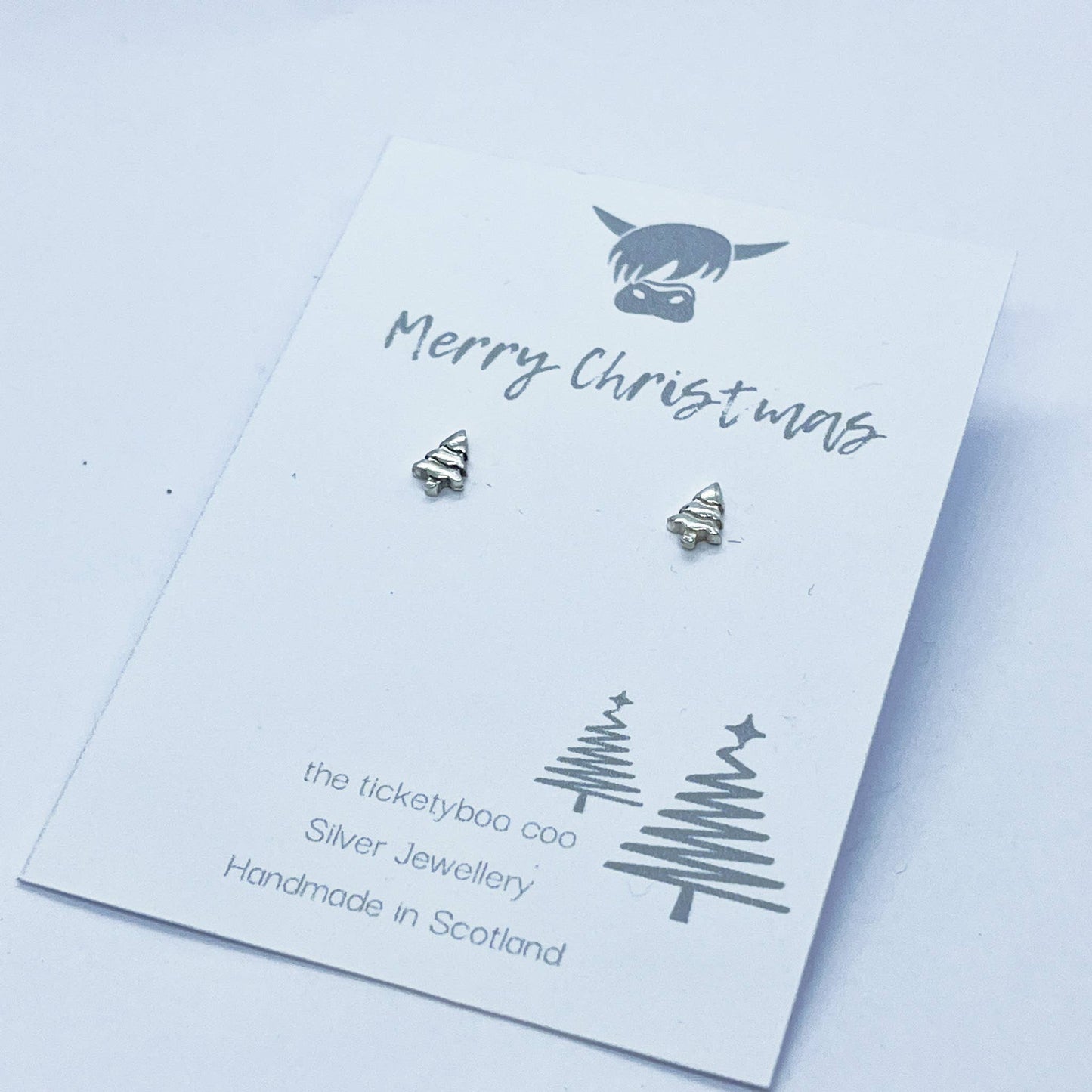 Silver Christmas Tree Earrings: Plain