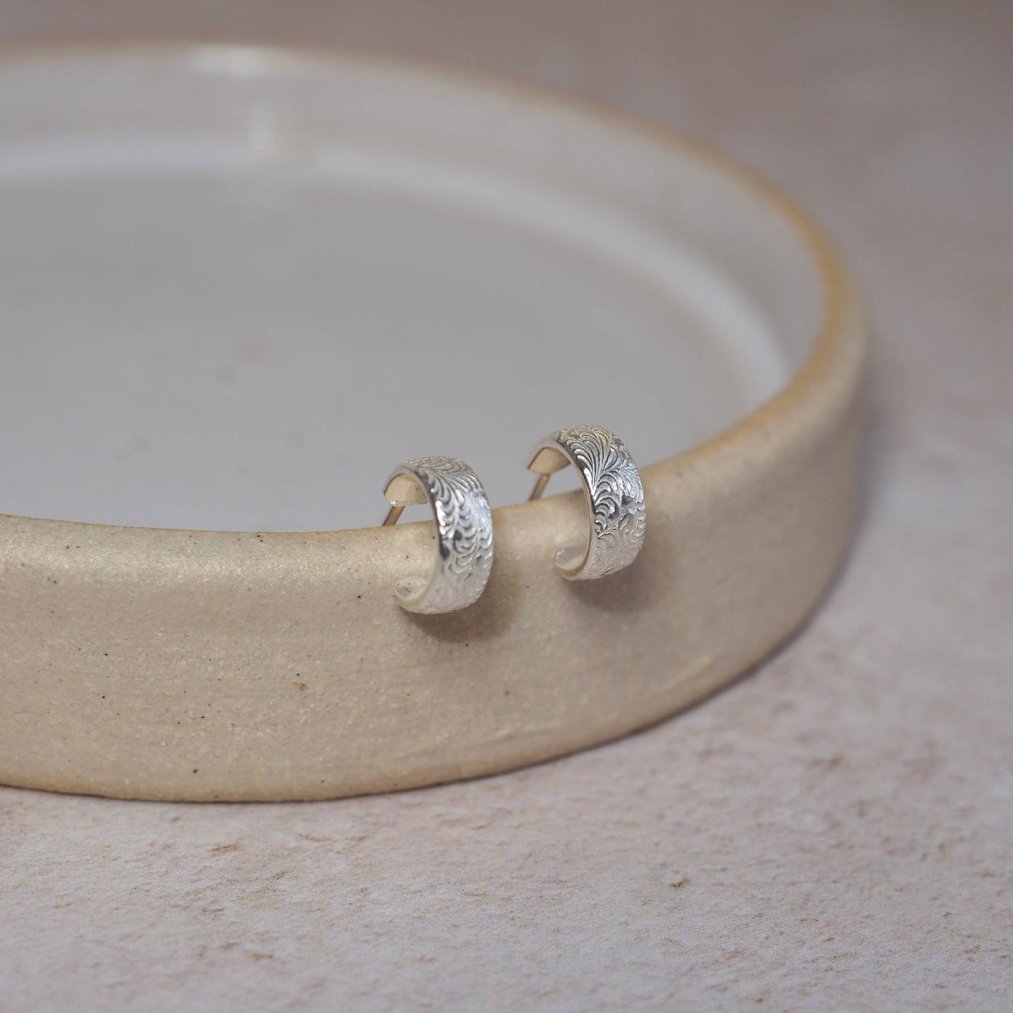Lucy Kemp - Sterling Silver Huggie Lace Hoops
