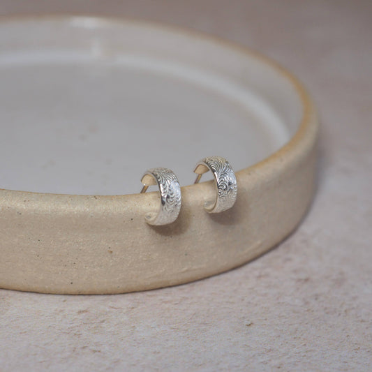 Lucy Kemp - Sterling Silver Huggie Lace Hoops