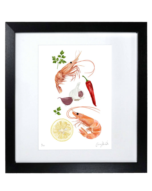 Prawn Print - Framed Limited Edition Print - Seafood