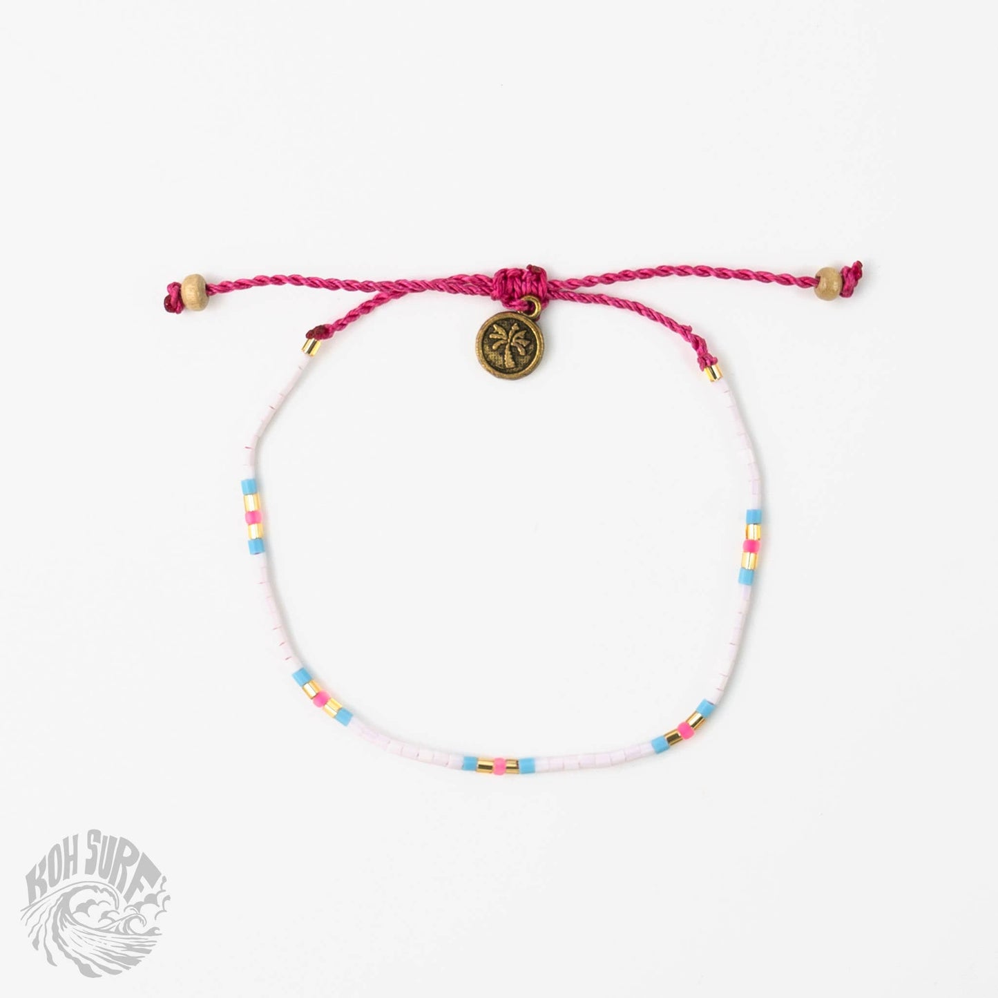 Pineapple Island -  Alila Dainty Beaded Bracelet, Surf Jewelry by Koh Surf: Pink Tones