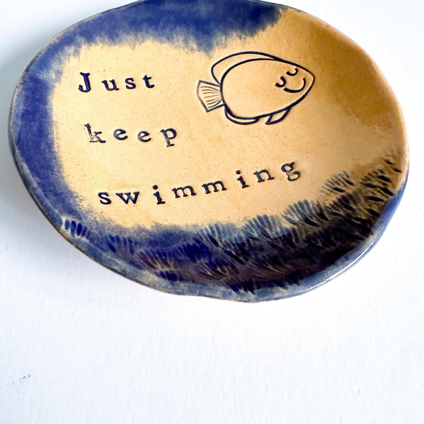 Just Keep Swimming - Ceramic Trinket Dish - Made in Wales