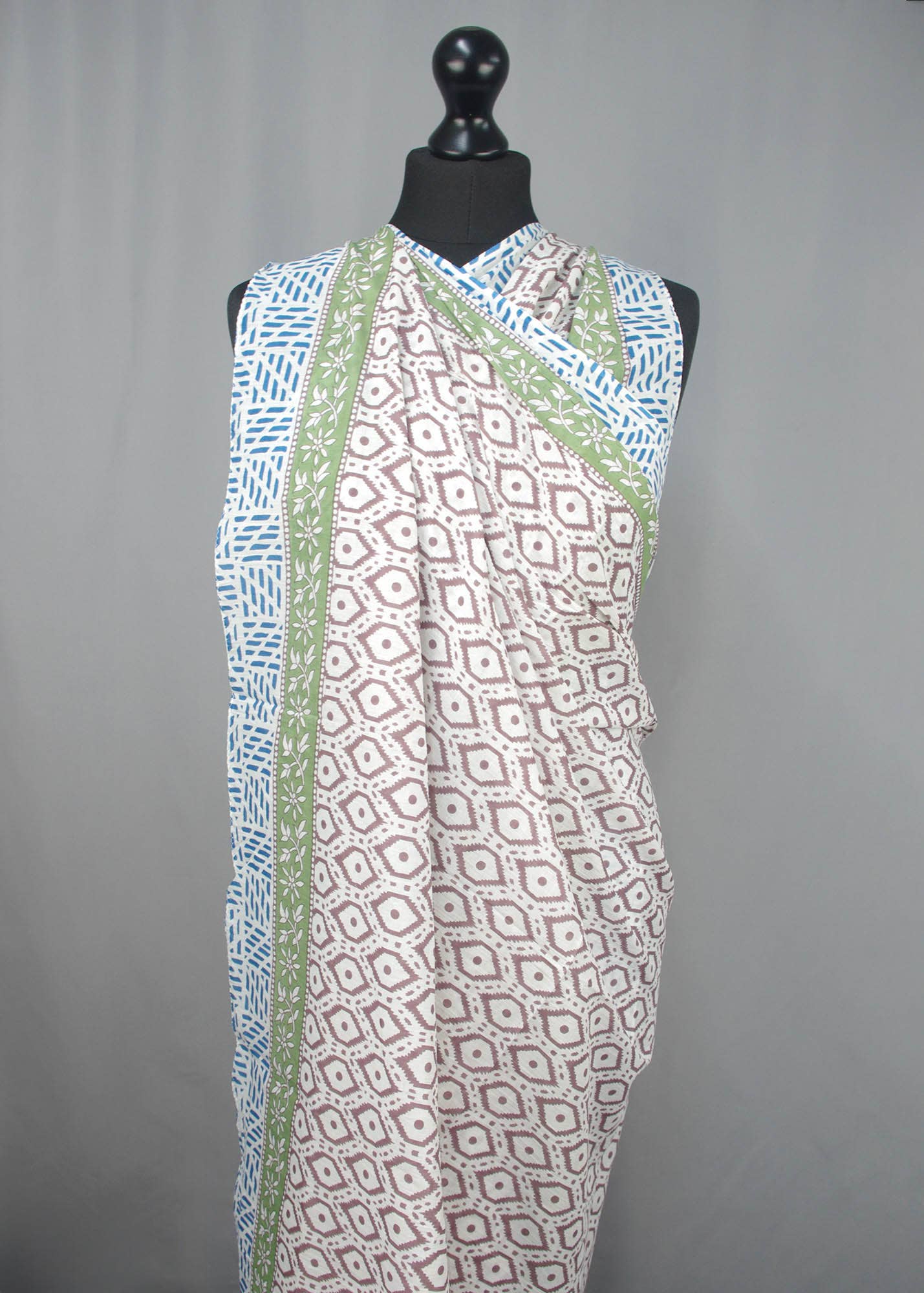 Kantha Decor - Beach  Coverup Sarong Pareo - Brown Honeycomb