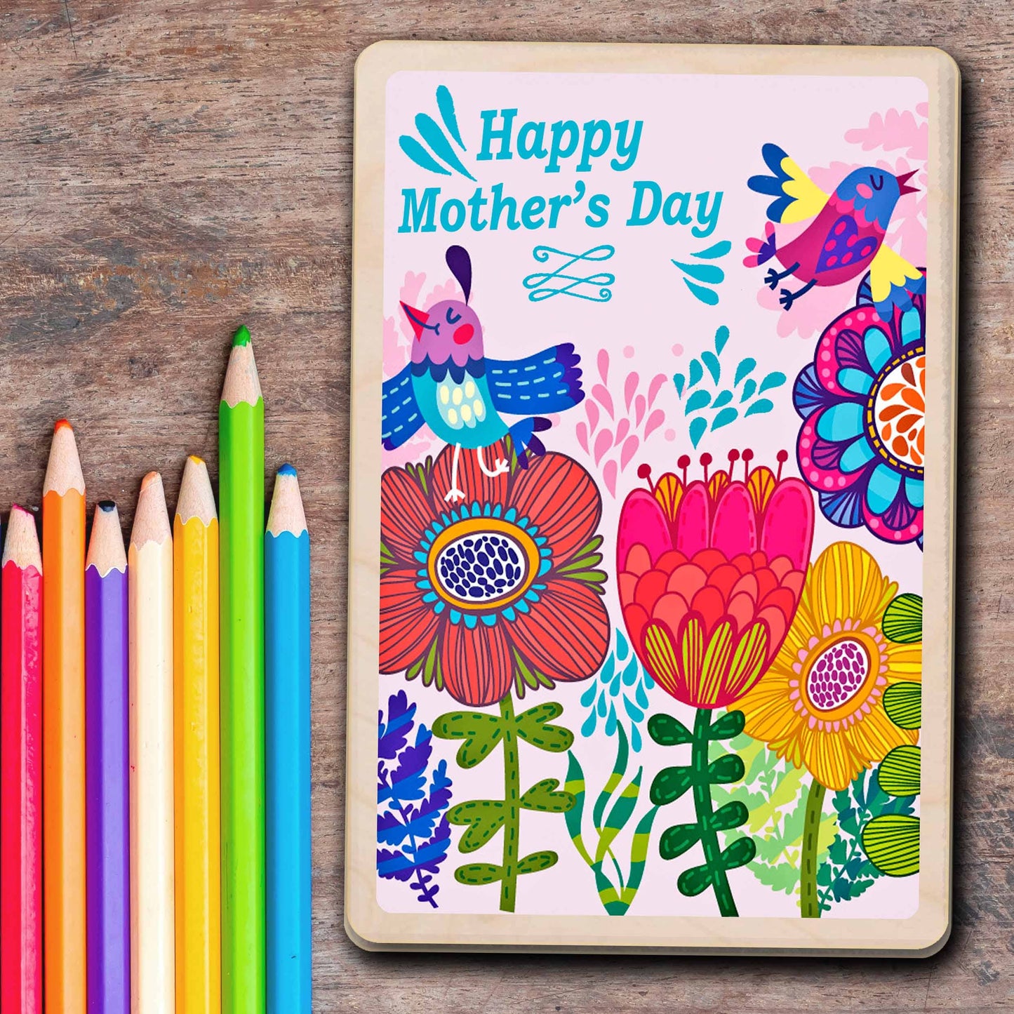 The Wooden Postcard Company - HAPPY MOTHER'S DAY sustainable wood Mother's Day card